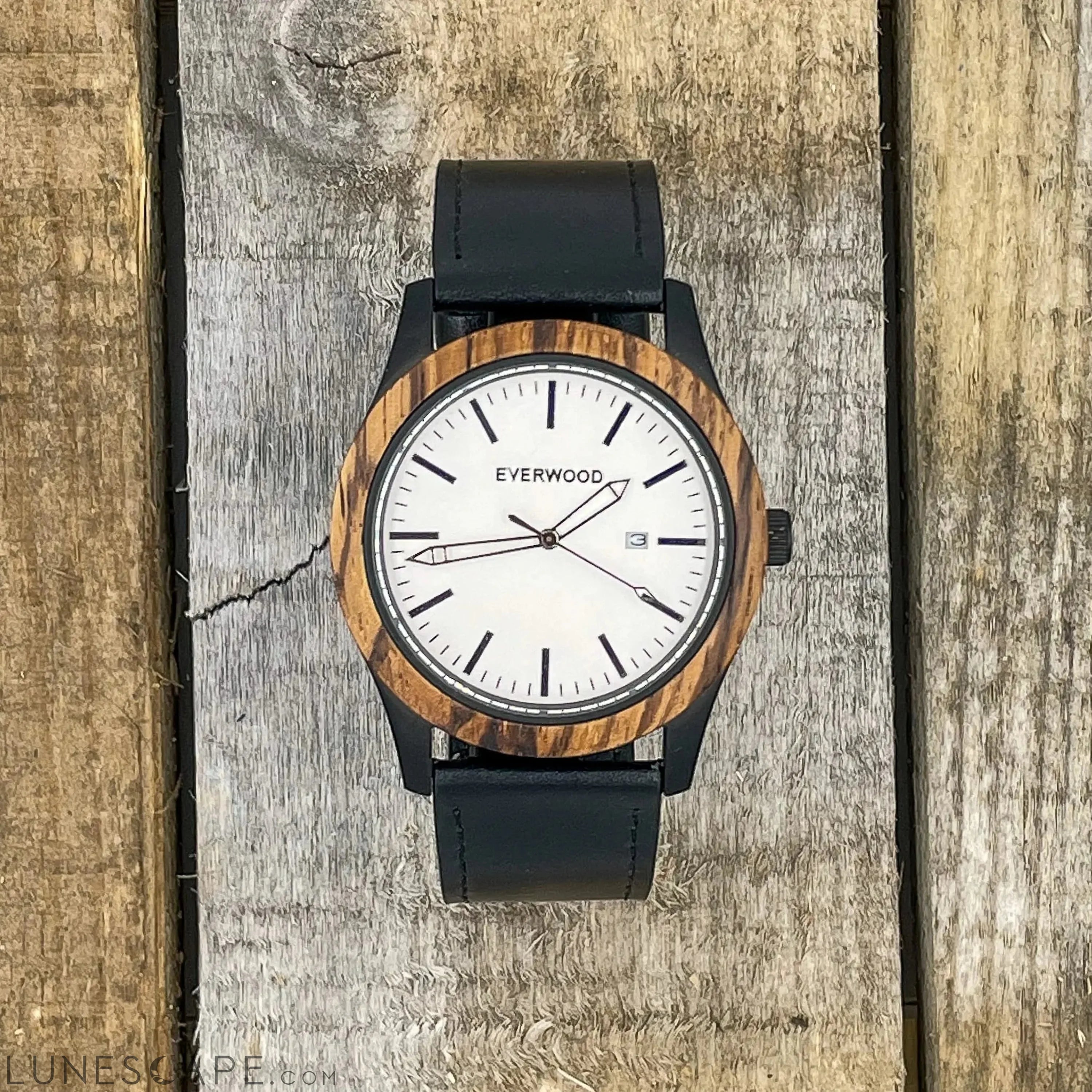 Inverness Leather - Zebrawood Mens Watch LUNESCAPE