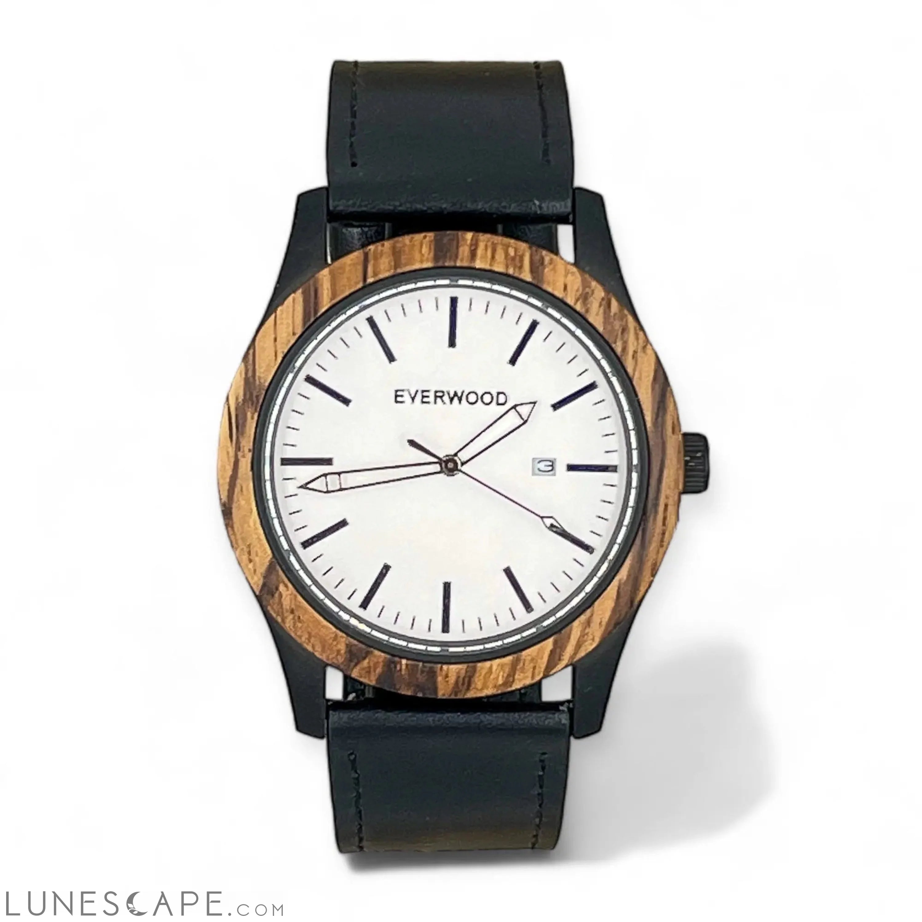 Inverness Leather - Zebrawood Mens Watch LUNESCAPE