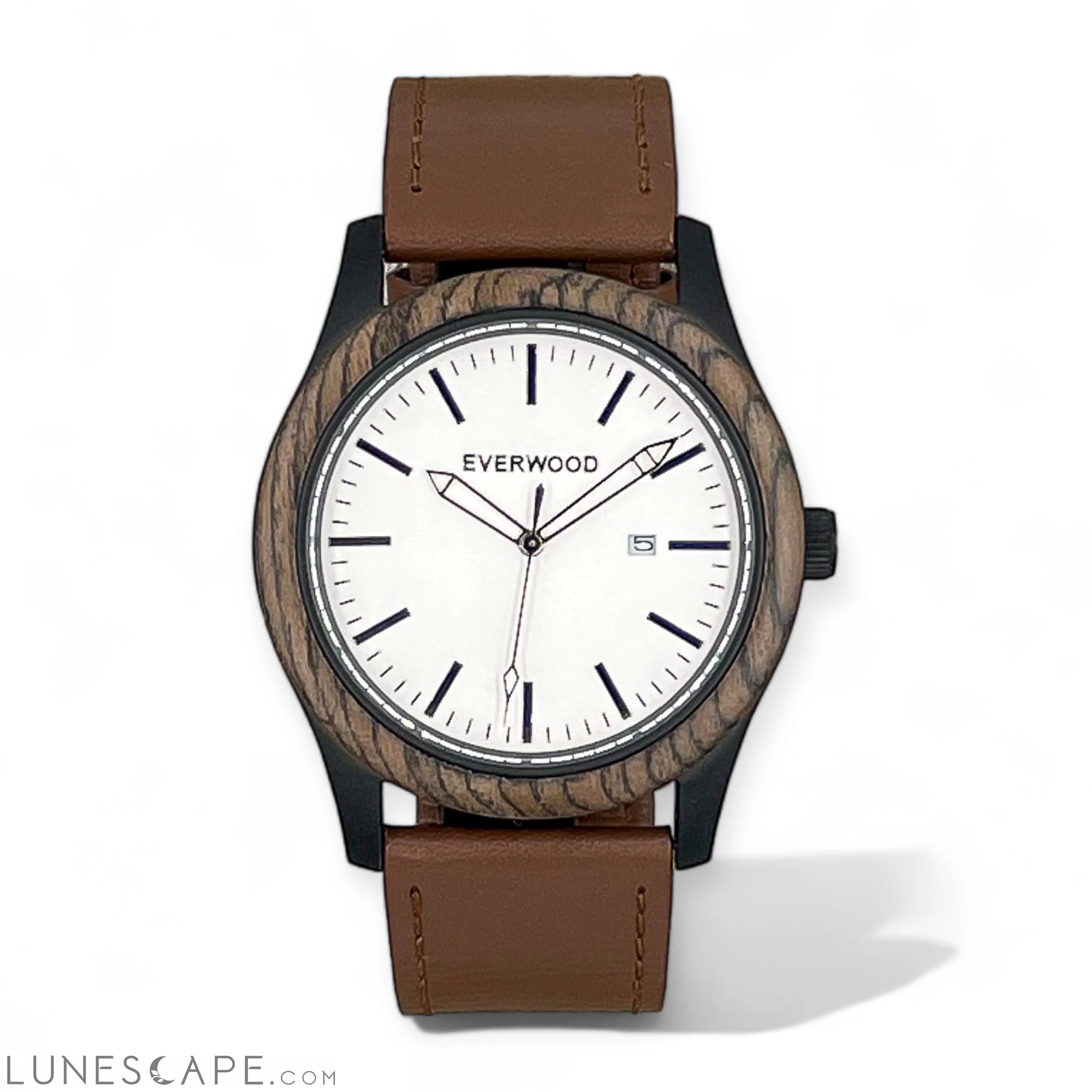 Inverness - Walnut & Brown Leather Watch LUNESCAPE