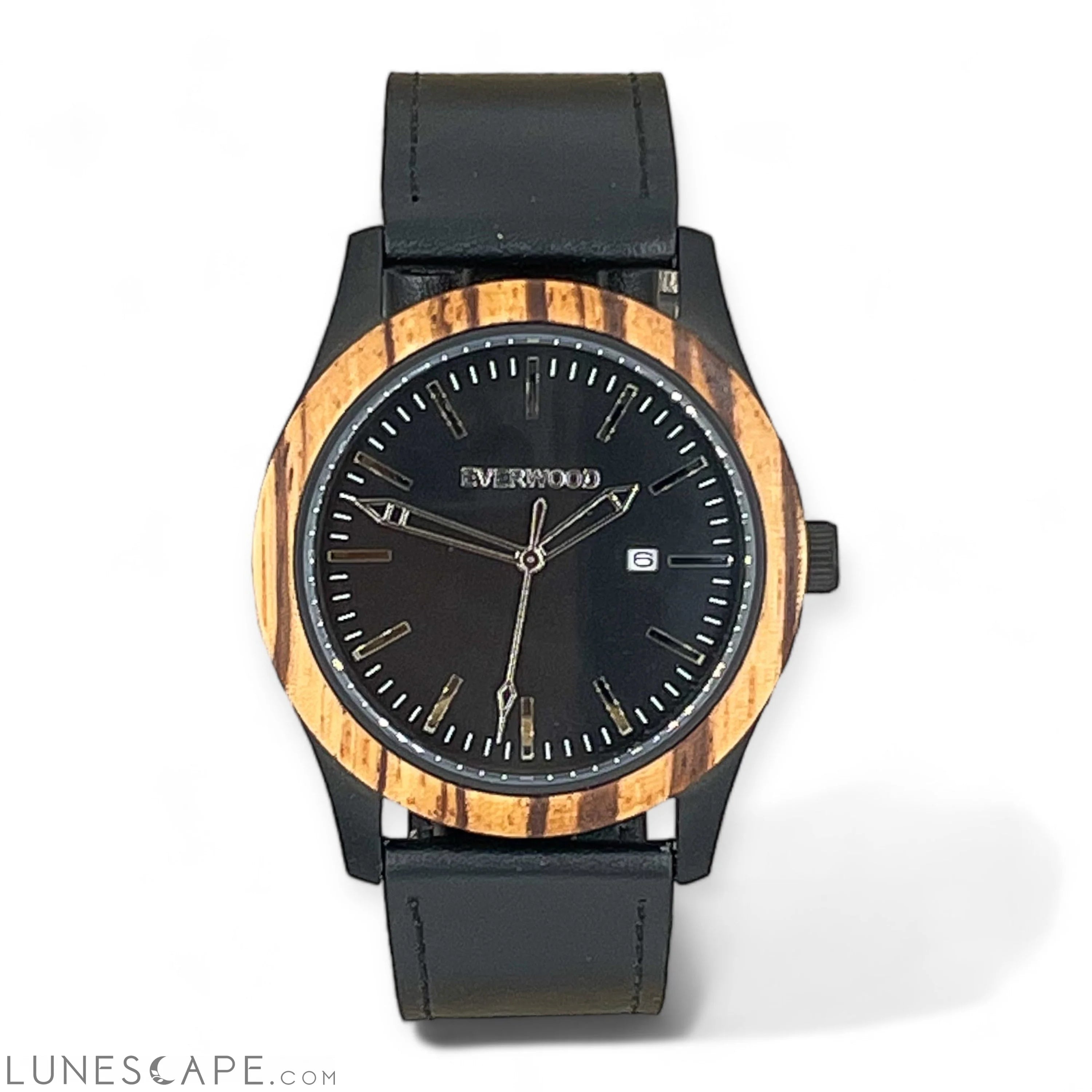 Inverness - Zebrawood & Black Leather Watch LUNESCAPE
