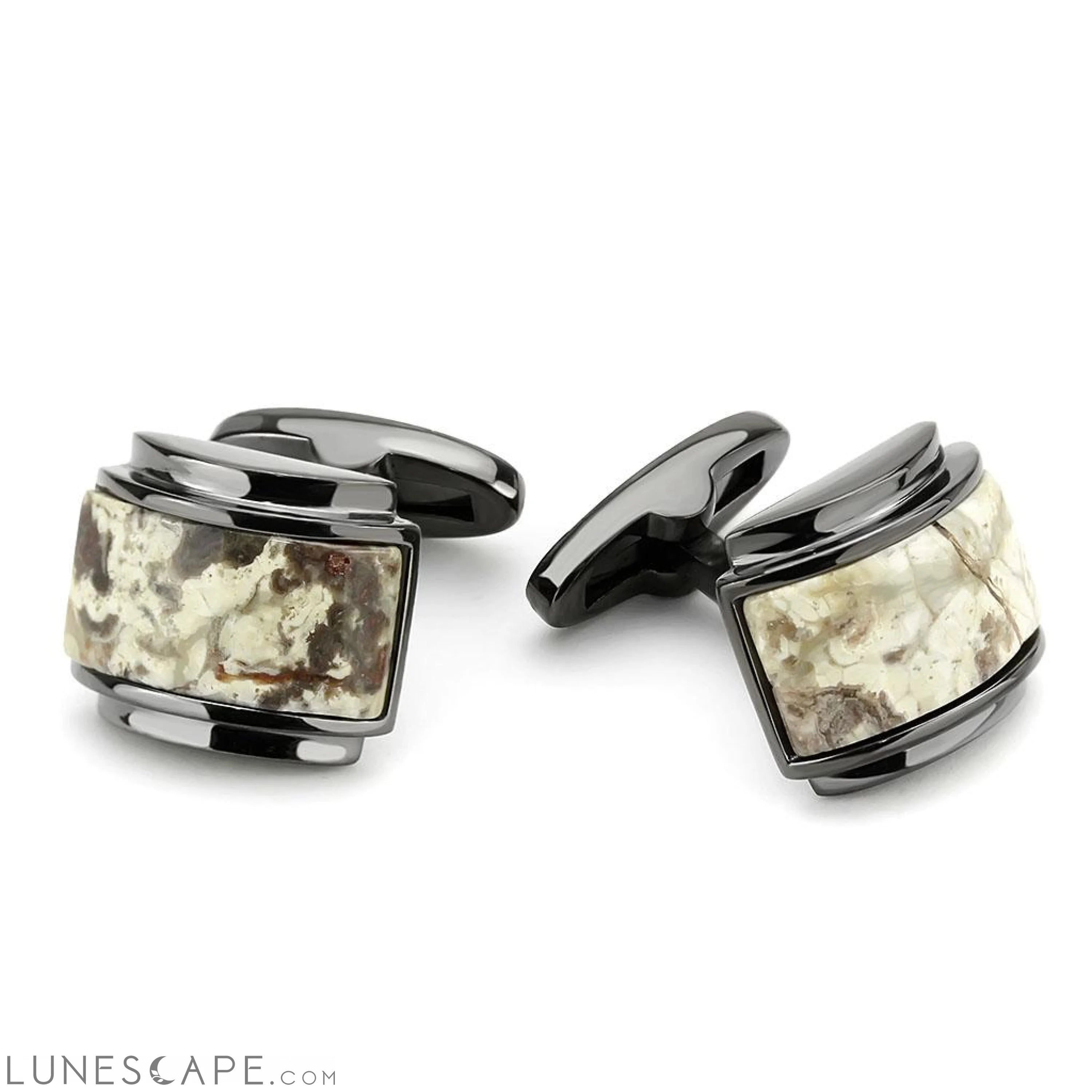 IP Light Black  (IP Gun) Stainless Steel Cufflink with LUNESCAPE