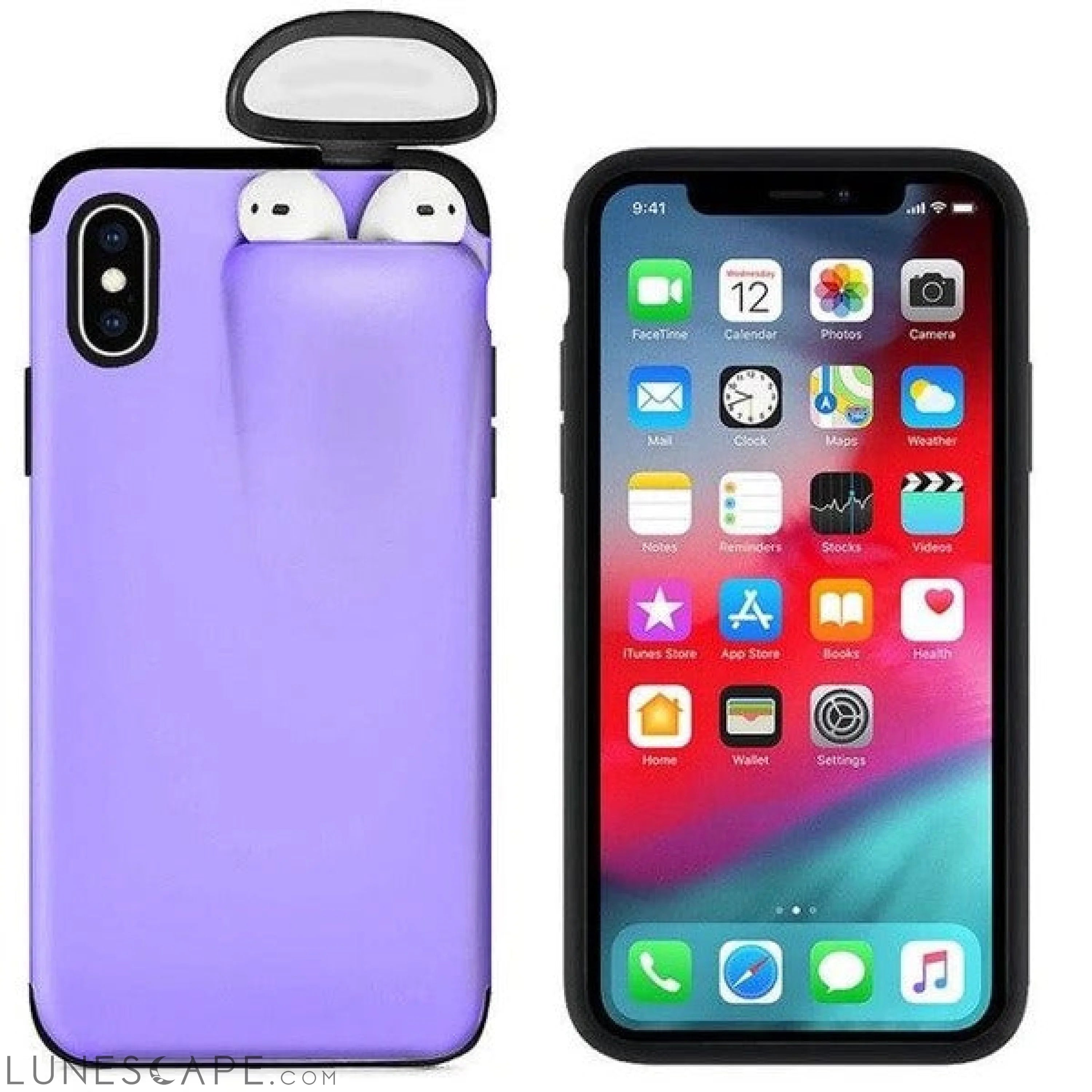 iPhone Case Cover with AirPods Earphone Holder LUNESCAPE