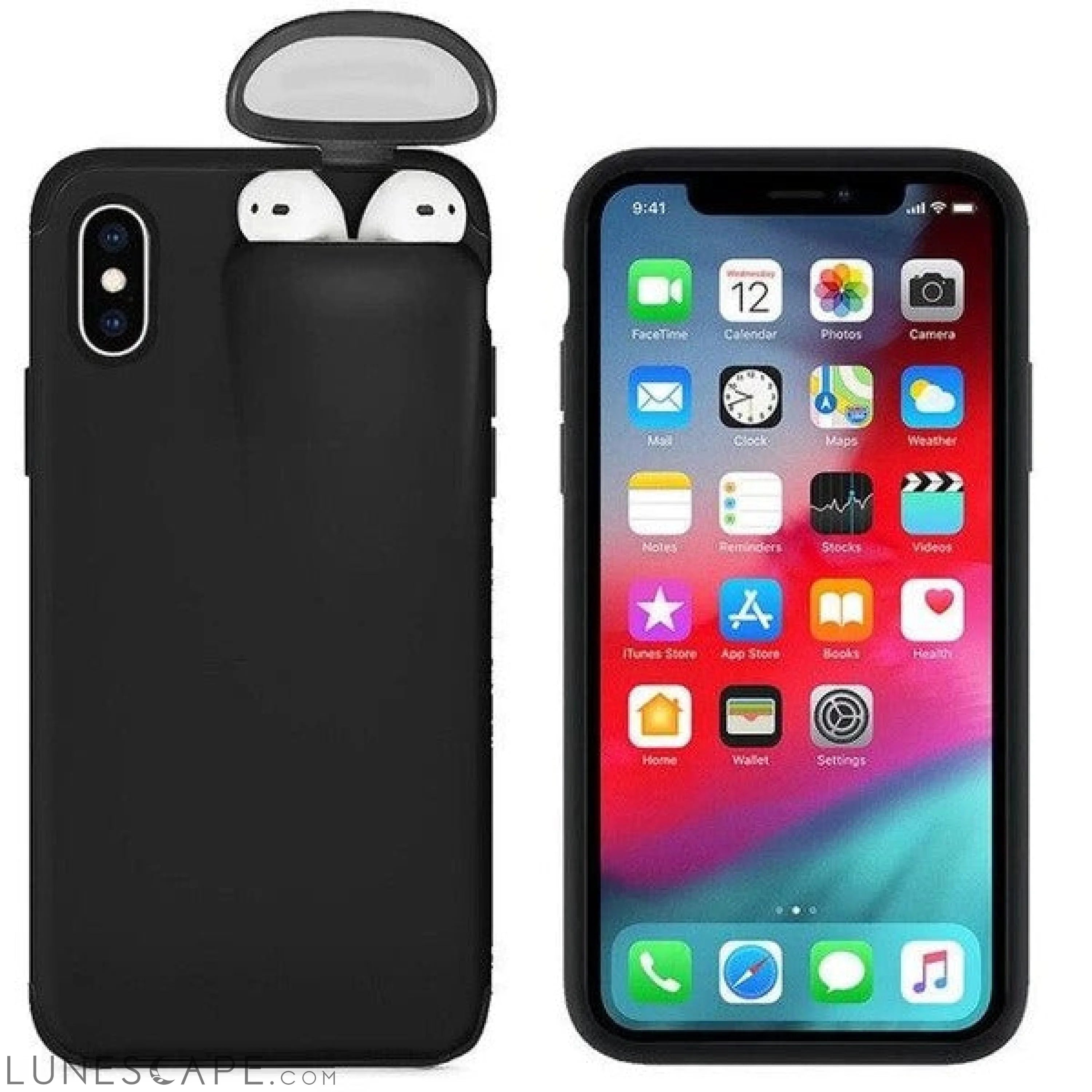 iPhone Case Cover with AirPods Earphone Holder LUNESCAPE