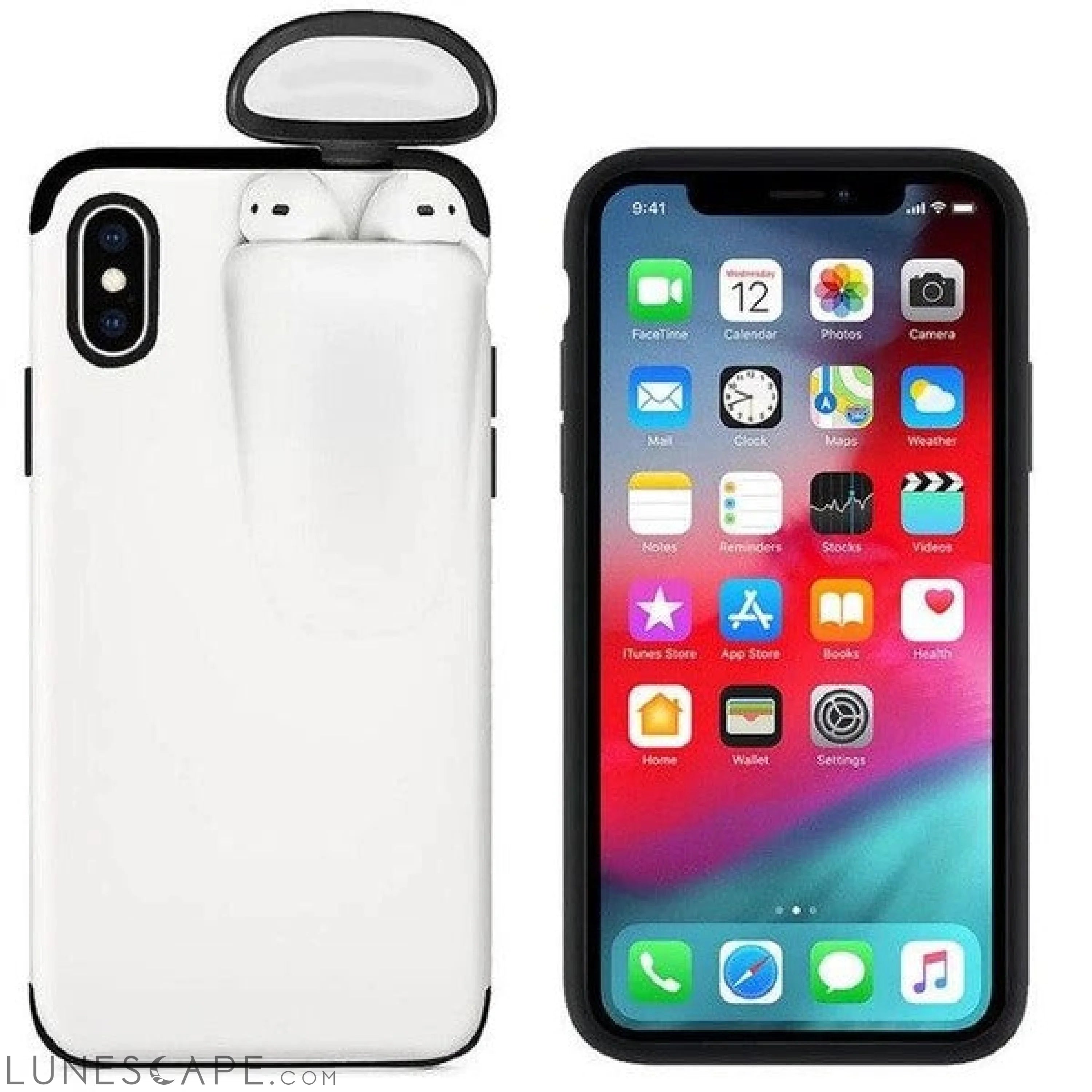iPhone Case Cover with AirPods Earphone Holder LUNESCAPE