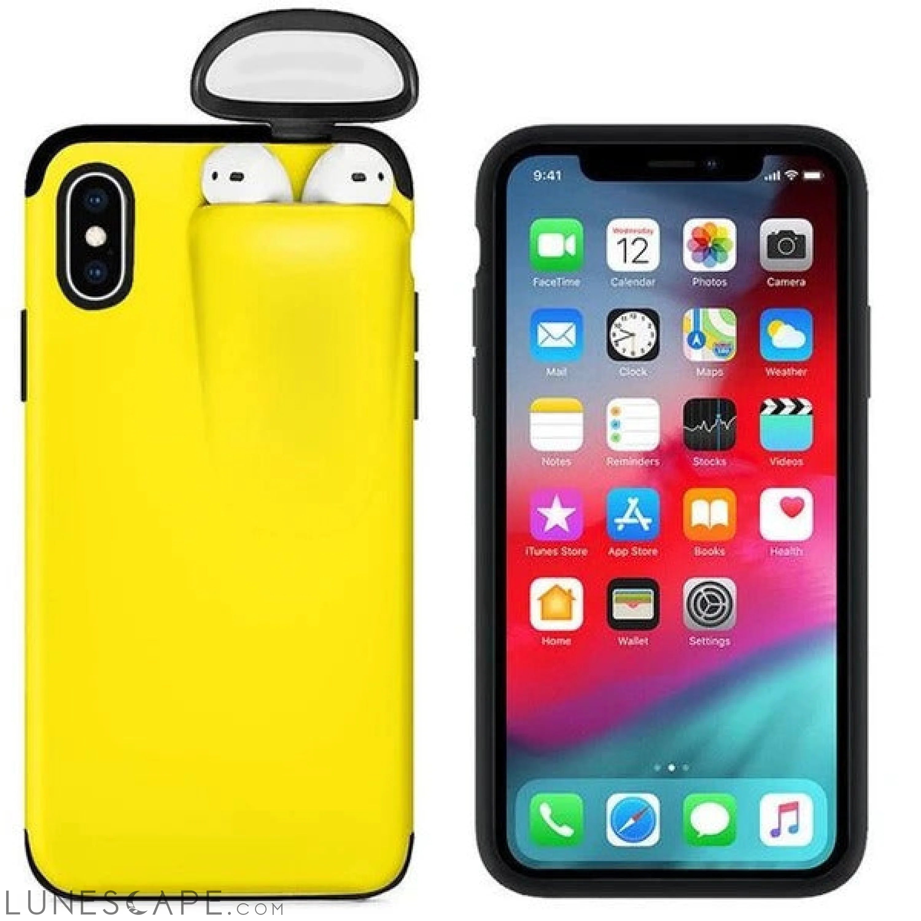 iPhone Case Cover with AirPods Earphone Holder LUNESCAPE