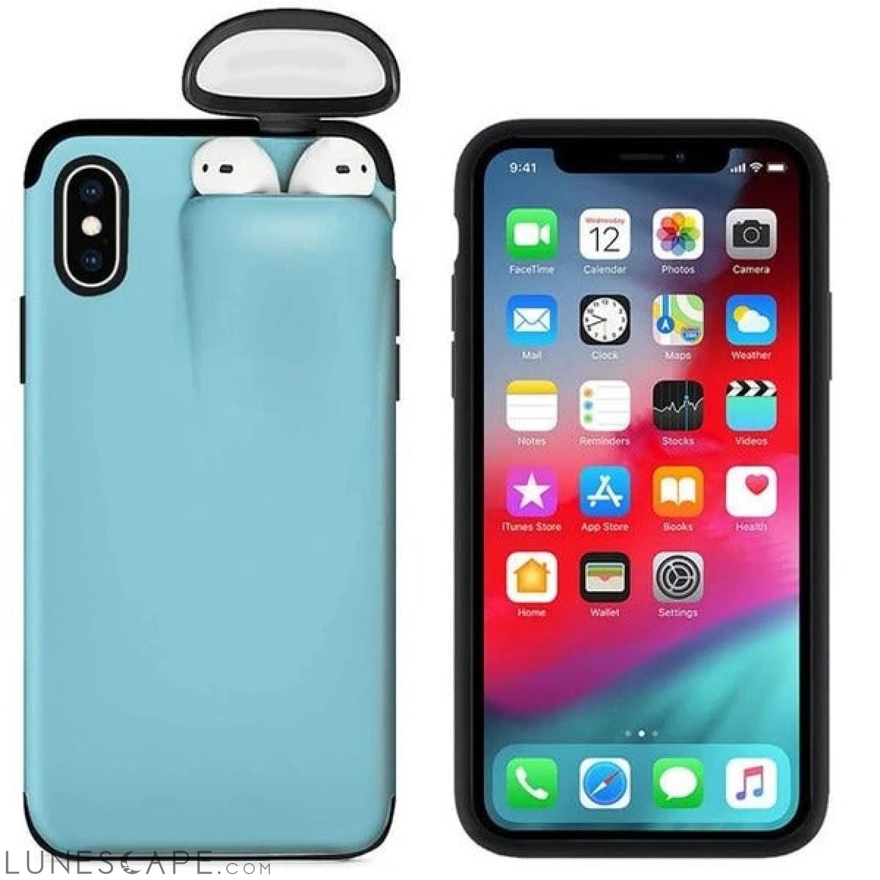 iPhone Case Cover with AirPods Earphone Holder LUNESCAPE