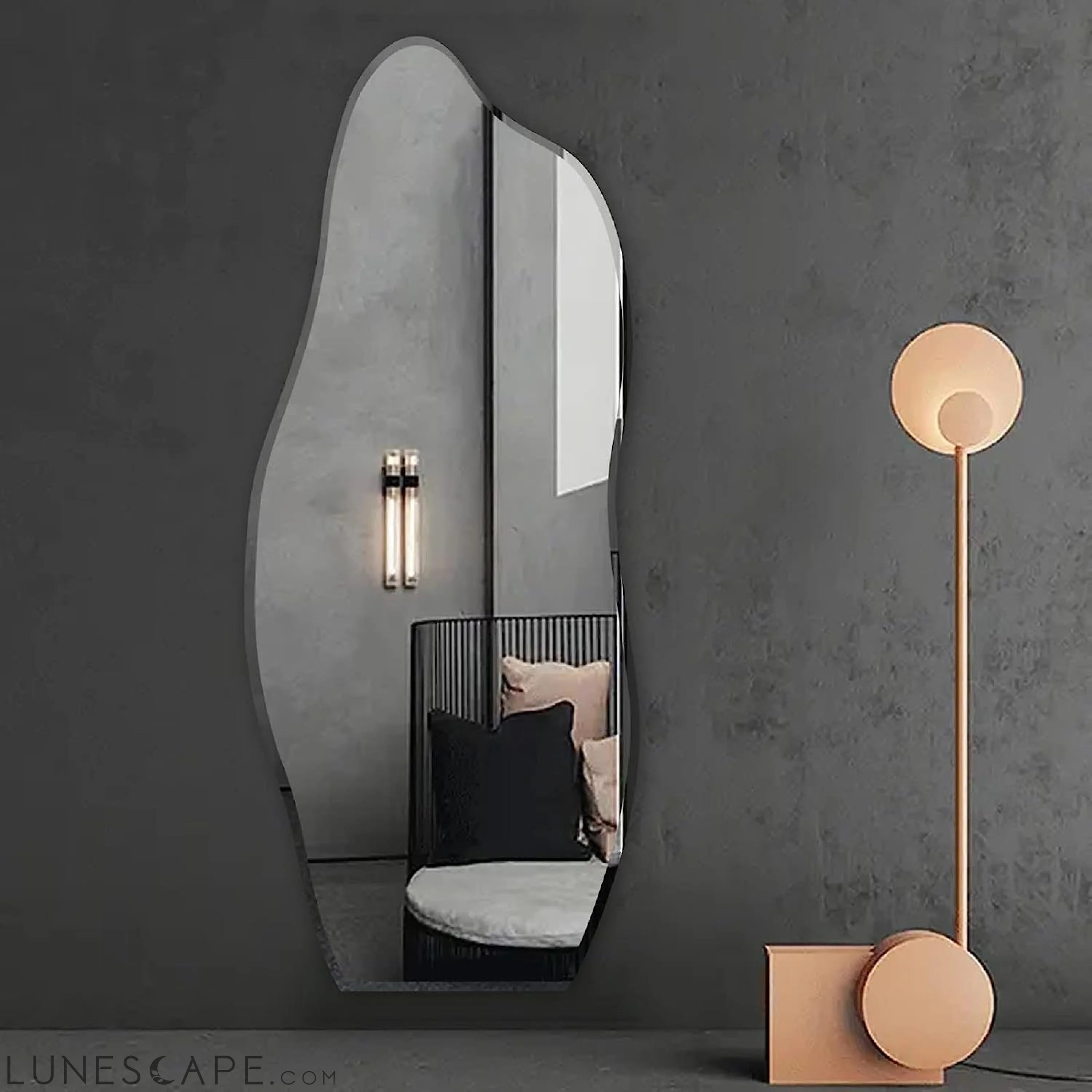 Irregular Wall Mirror Asymmetrical Accent Wall Mounted Mirror 19.6 X LUNESCAPE