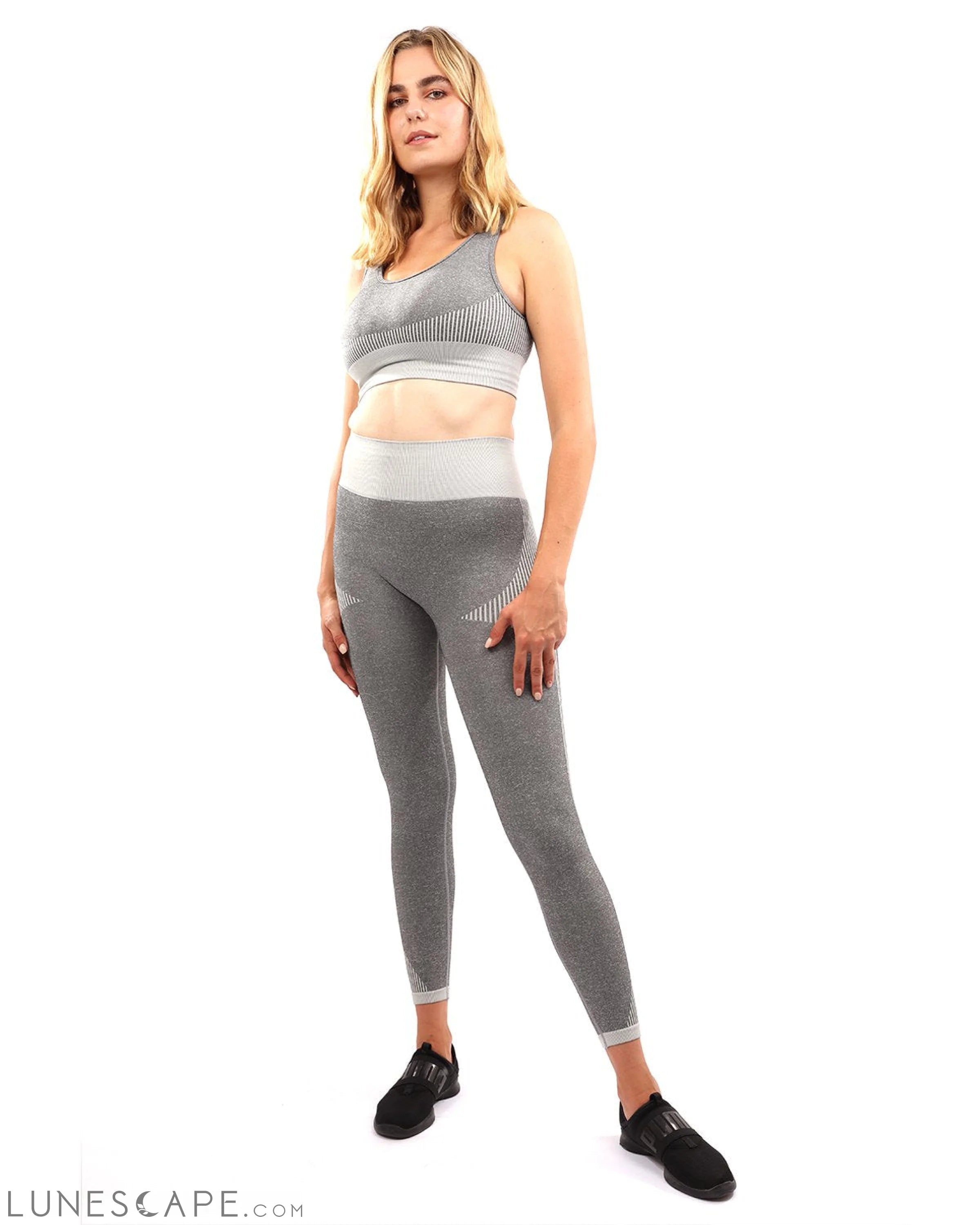 Isalda Seamless Leggings & Sports Bra Set - Grey LUNESCAPE