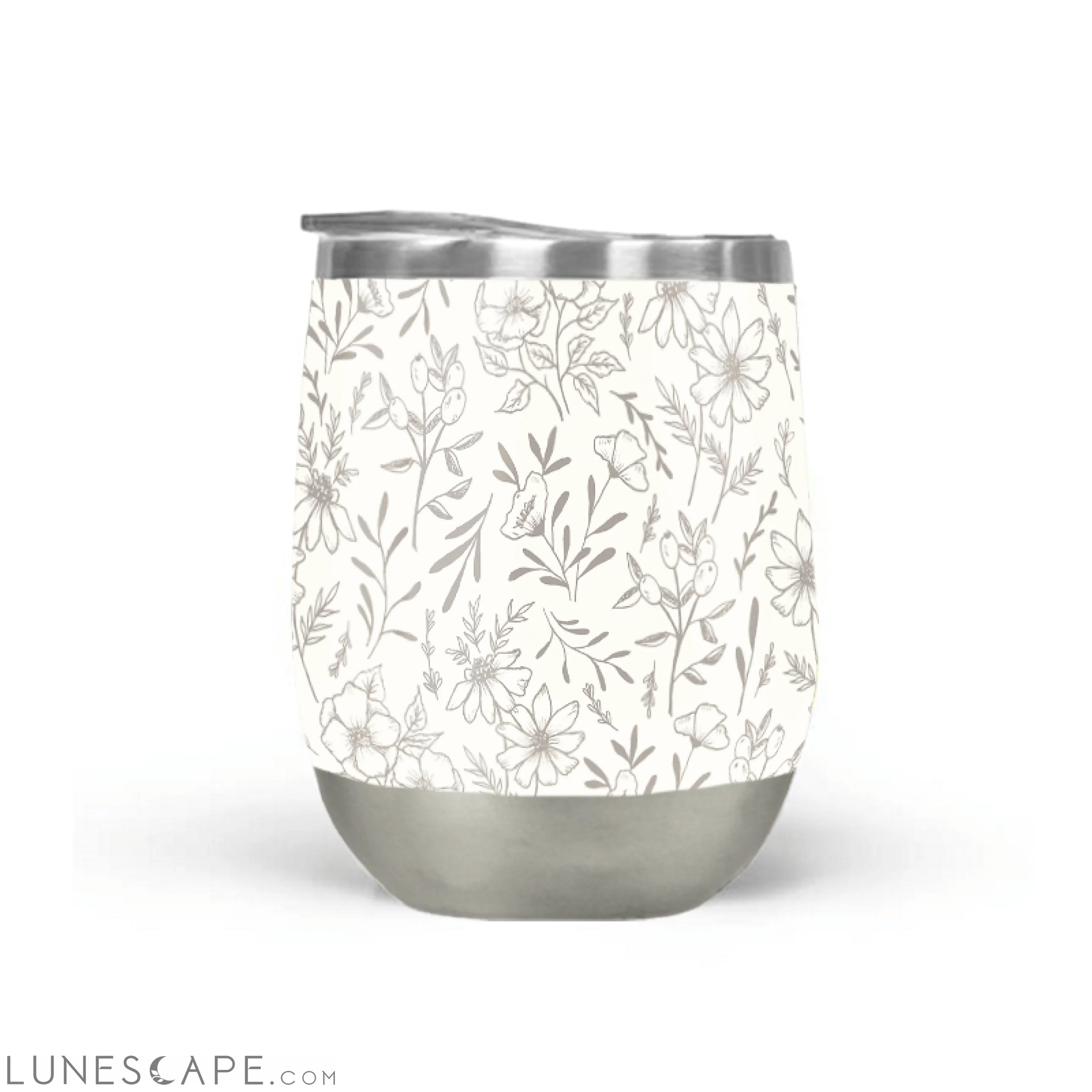 Ivory Flower Stemless Wine Tumbler LUNESCAPE