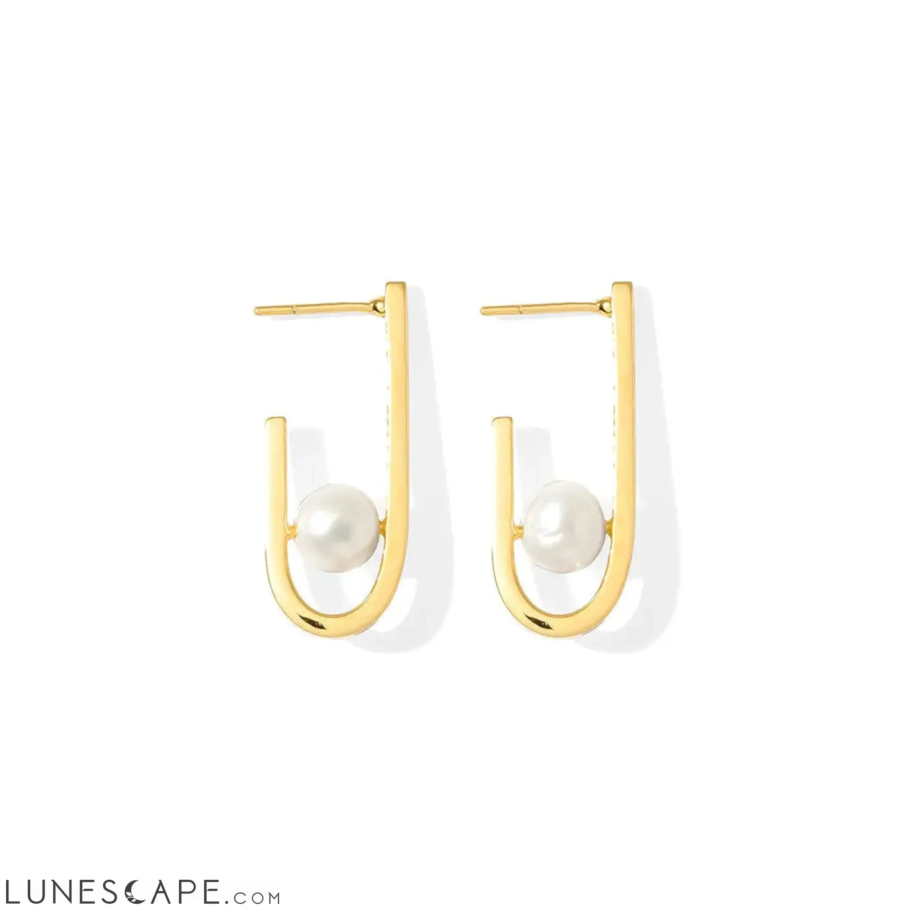 J Hoop Freshwater Pearl Earrings LUNESCAPE
