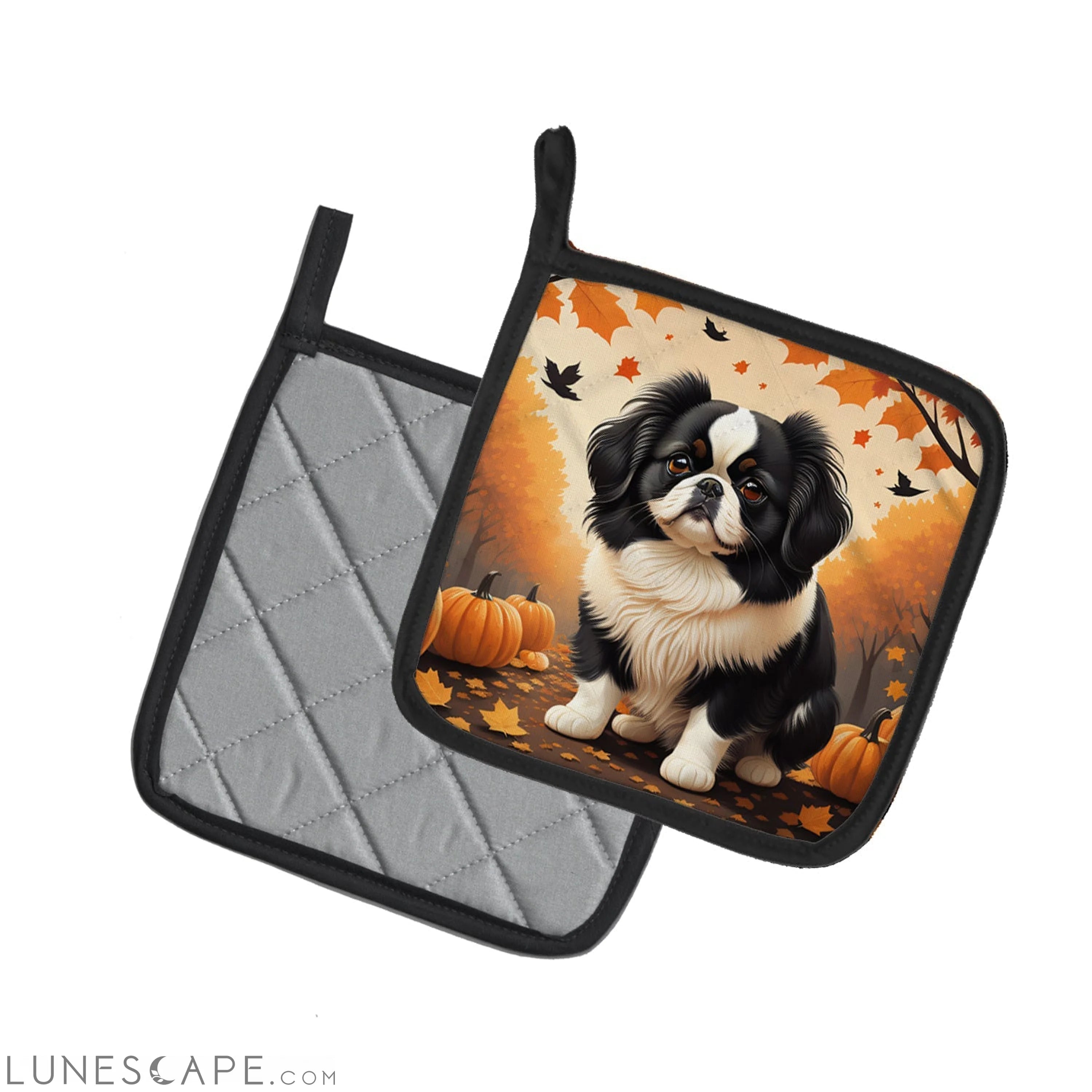 Japanese Chin Fall Pair of Pot Holders LUNESCAPE