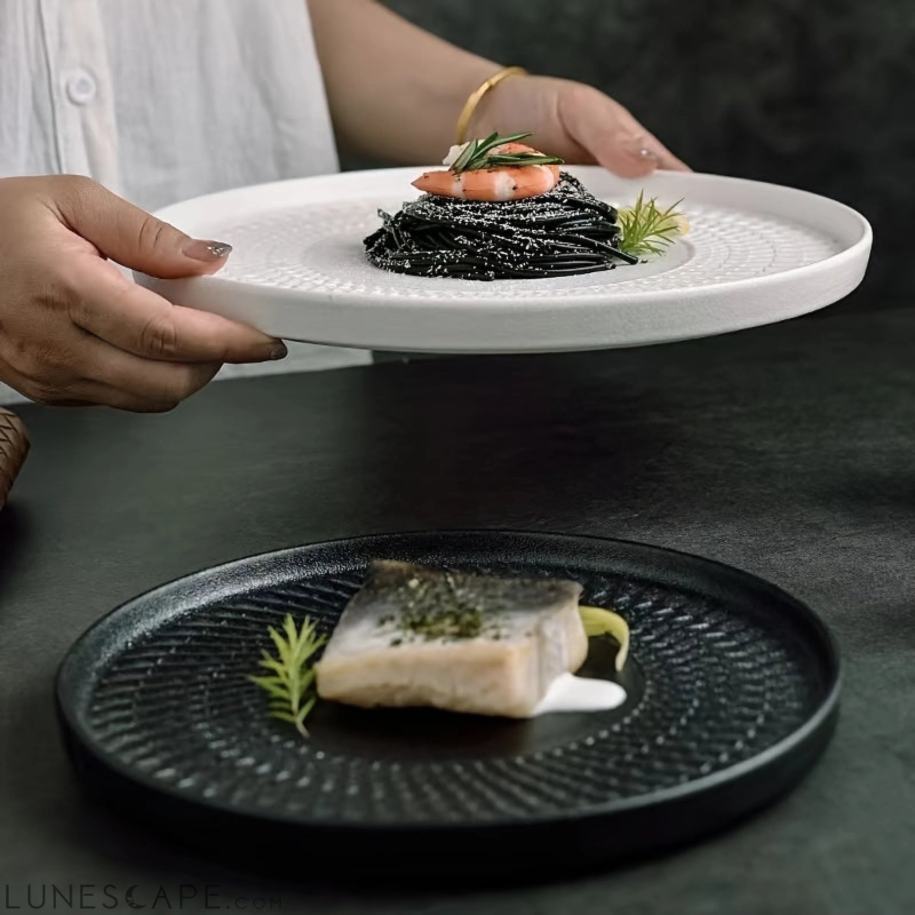 JapaneseInspired Ceramic Dinner Plate  Perfect for Any Meal LUNESCAPE