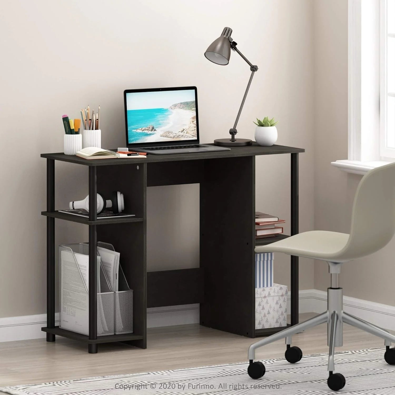 JAYA Computer Study Desk,Open Storage, Espresso LUNESCAPE