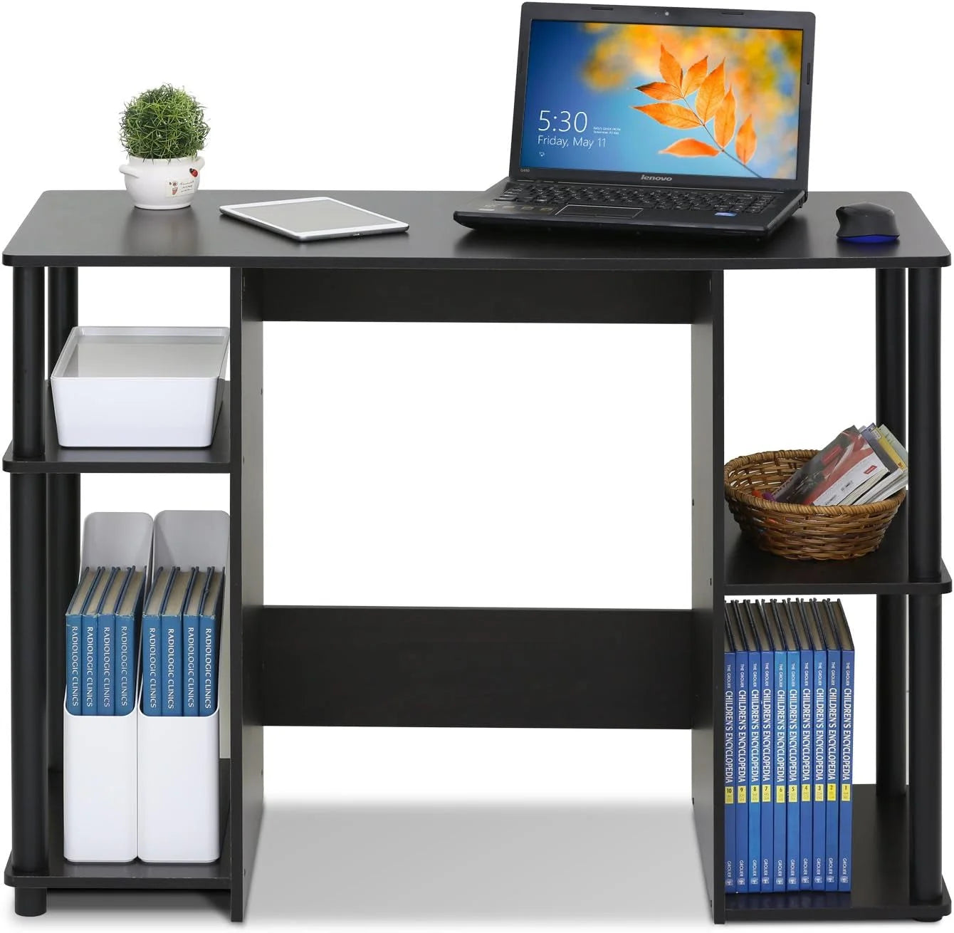 JAYA Computer Study Desk,Open Storage, Espresso LUNESCAPE