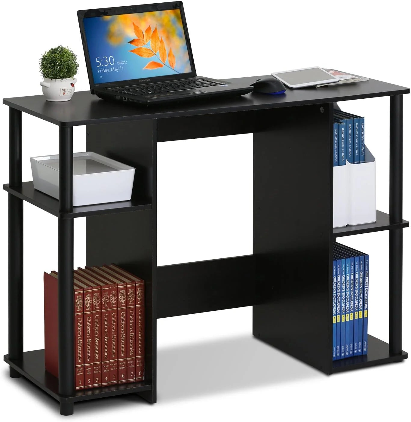 JAYA Computer Study Desk,Open Storage, Espresso LUNESCAPE