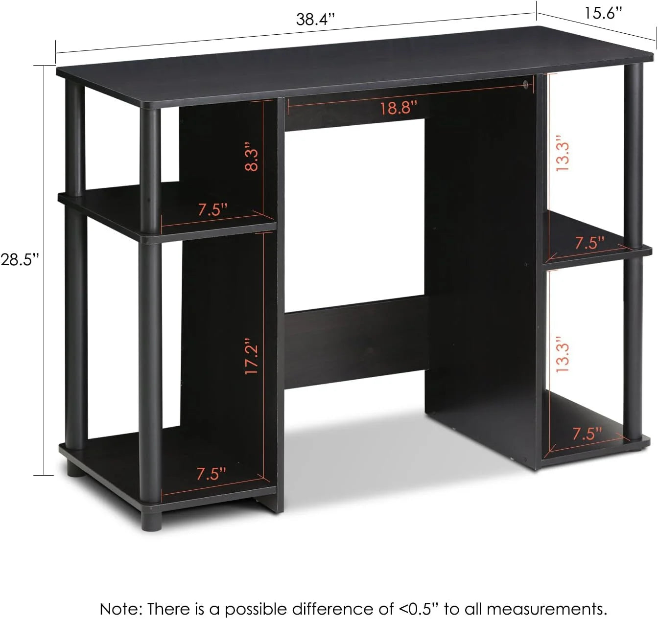 JAYA Computer Study Desk,Open Storage, Espresso LUNESCAPE
