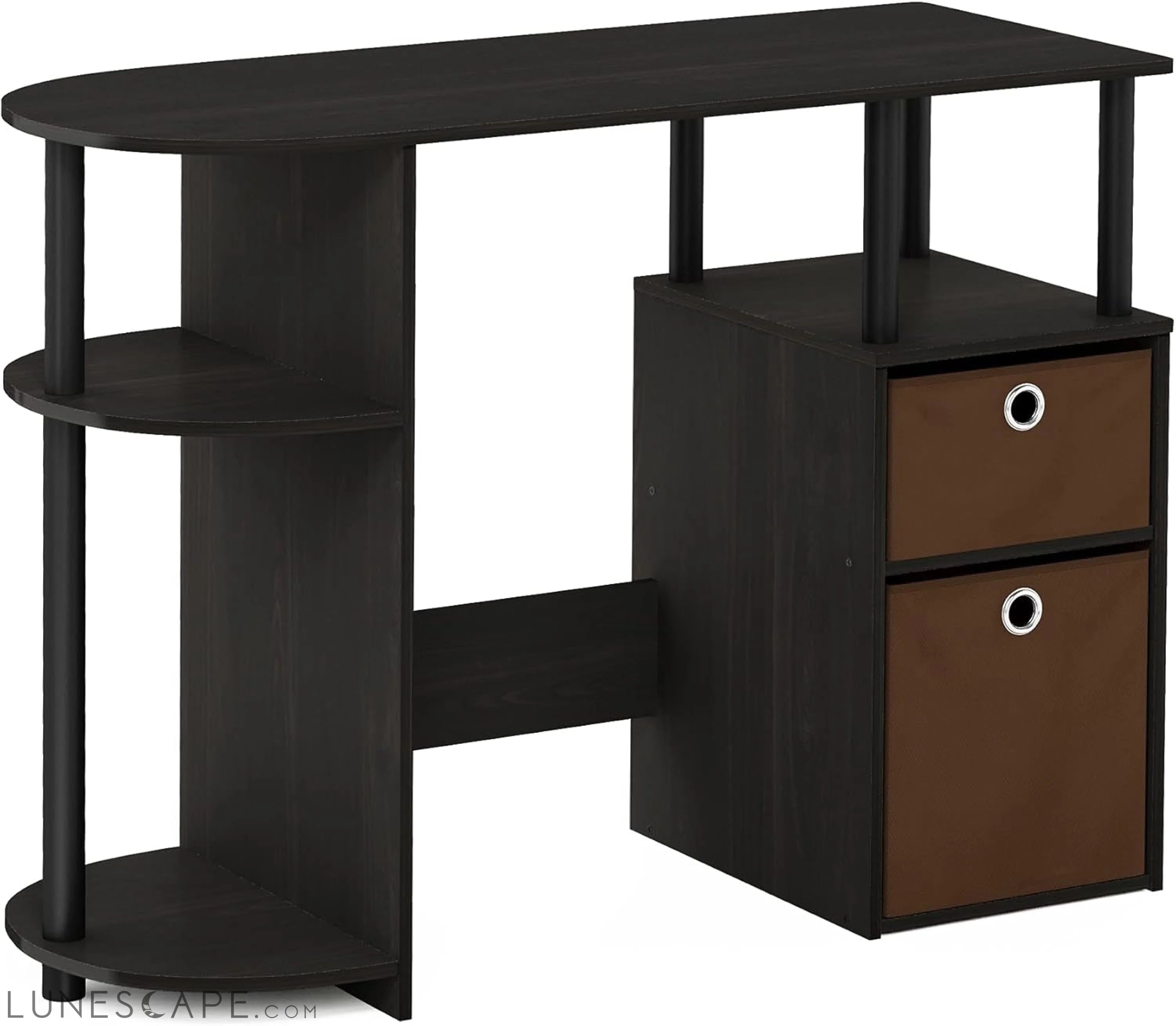 Jaya Computer Study Desk with Bin, Brown LUNESCAPE