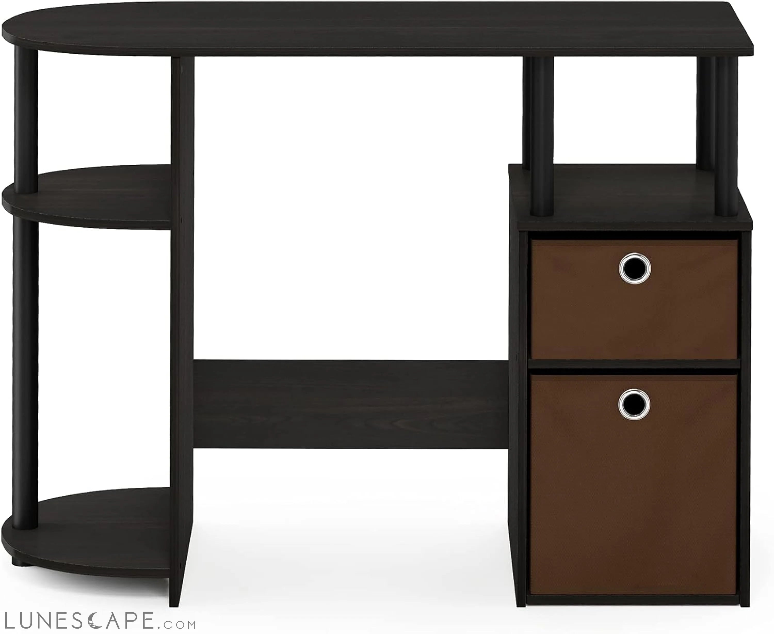 Jaya Computer Study Desk with Bin, Brown LUNESCAPE