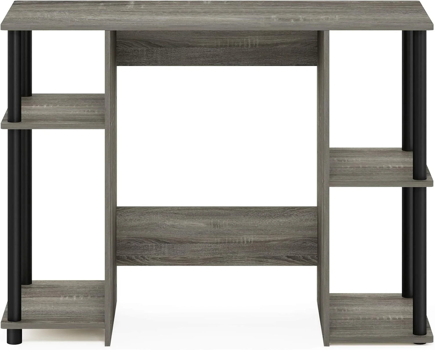 Jaya Computer Study Desk with Open Storage, French Oak Grey/Black LUNESCAPE