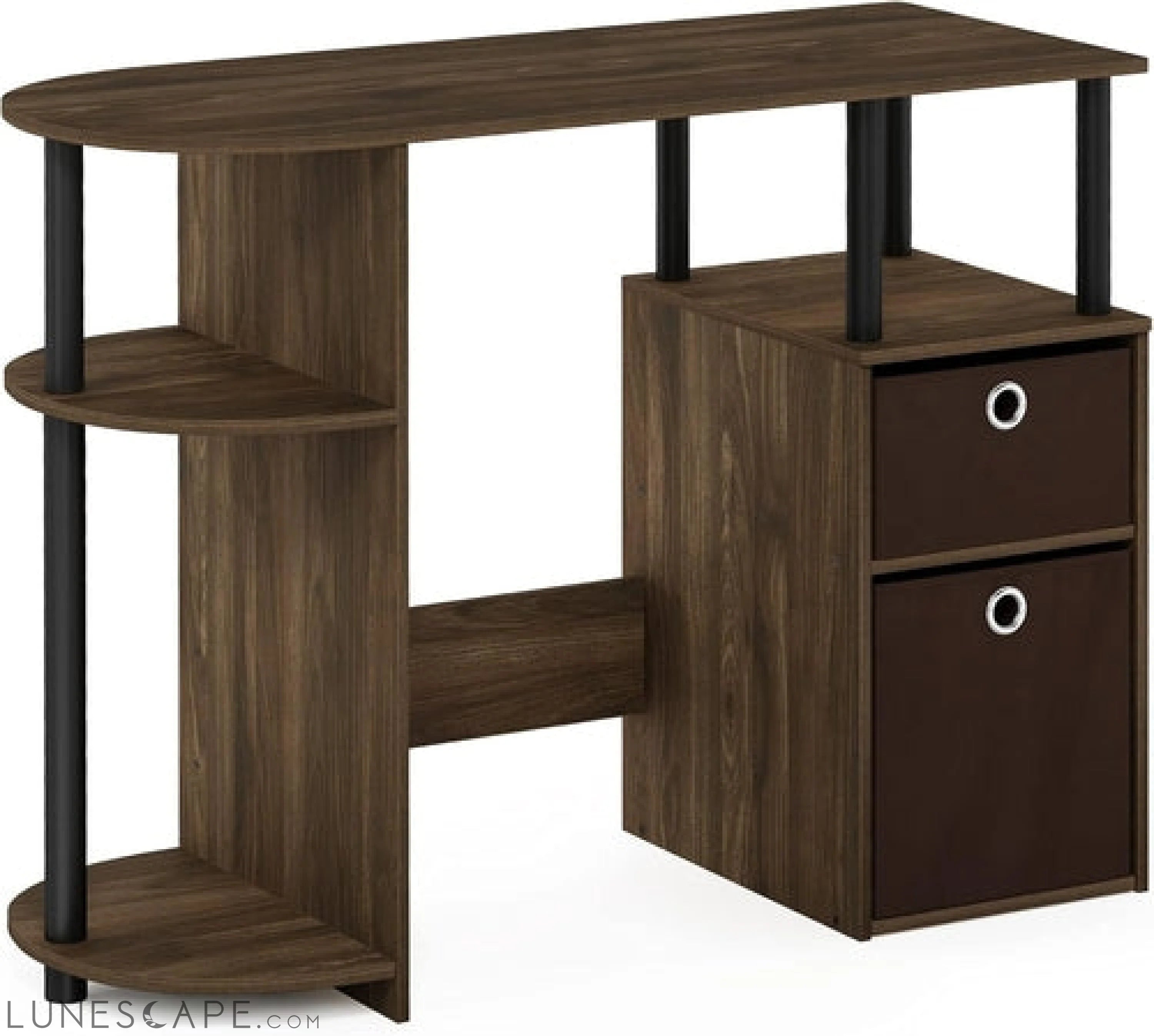 JAYA Simplistic Computer Study Desk, Columbia Walnut/Black/Dark Brown LUNESCAPE