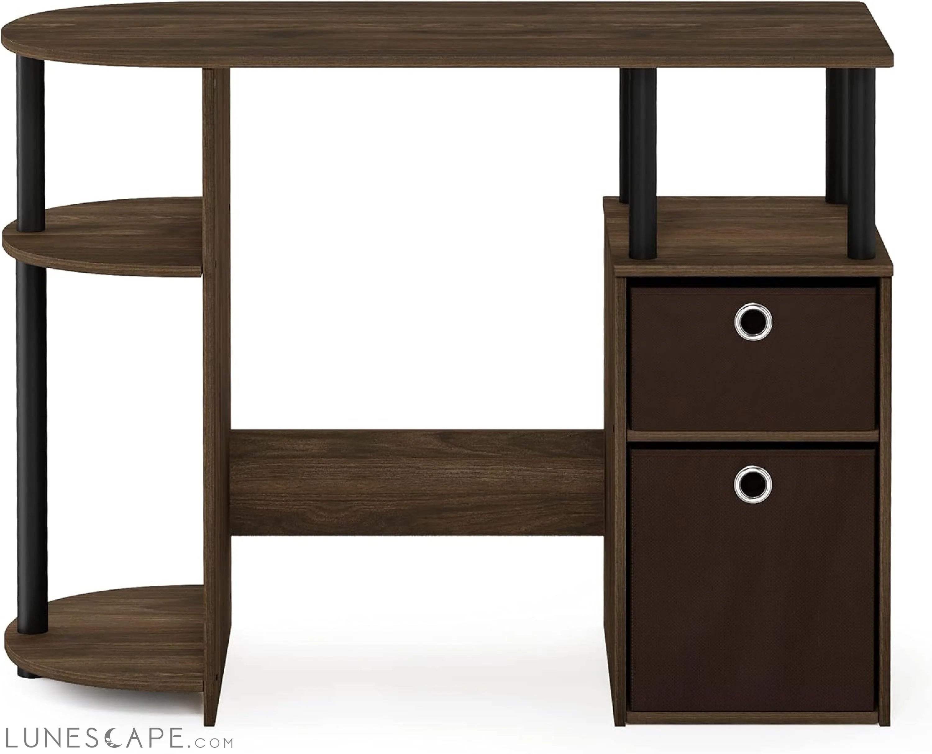 JAYA Simplistic Computer Study Desk, Columbia Walnut/Black/Dark Brown LUNESCAPE