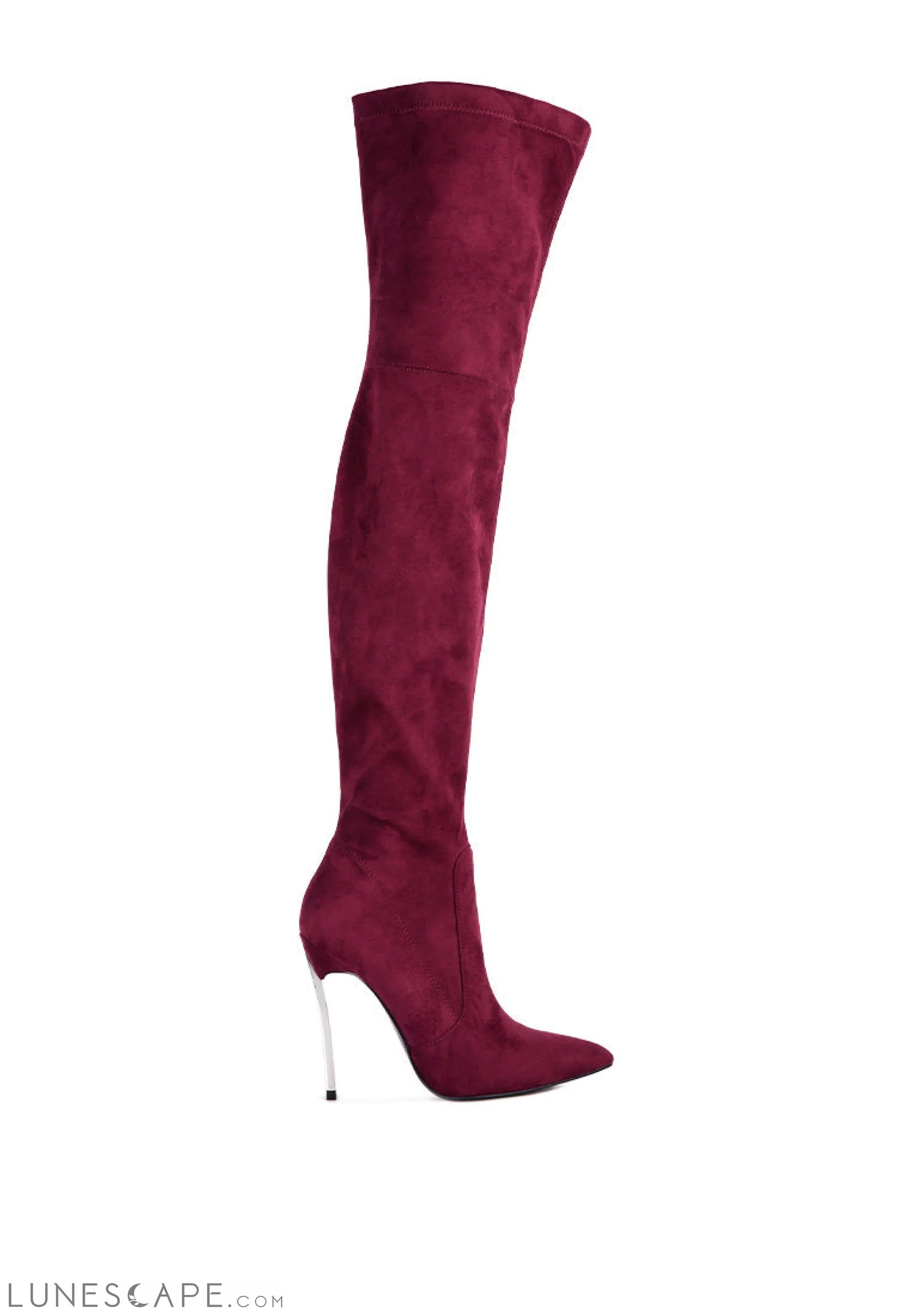 Jaynetts Stretch Suede Micro High Knee Boots LUNESCAPE