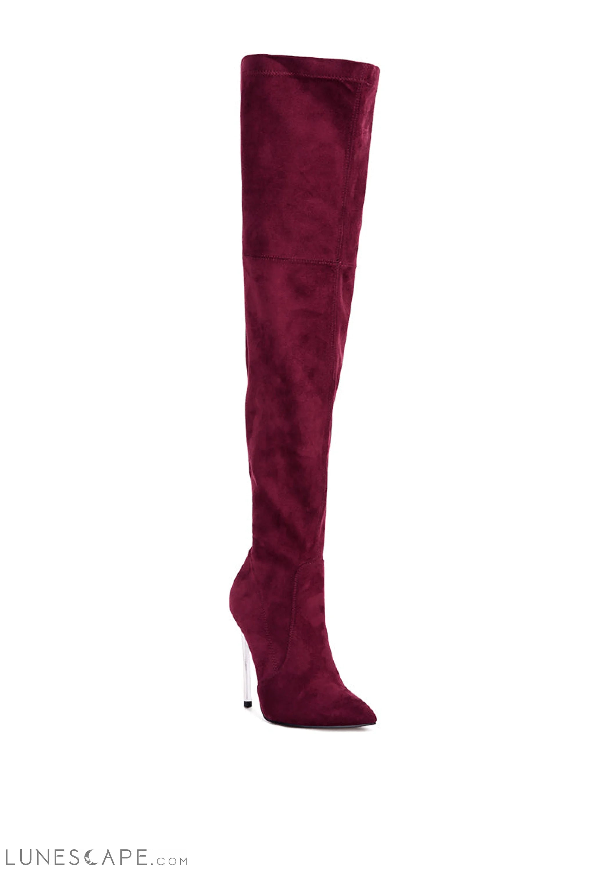 Jaynetts Stretch Suede Micro High Knee Boots LUNESCAPE