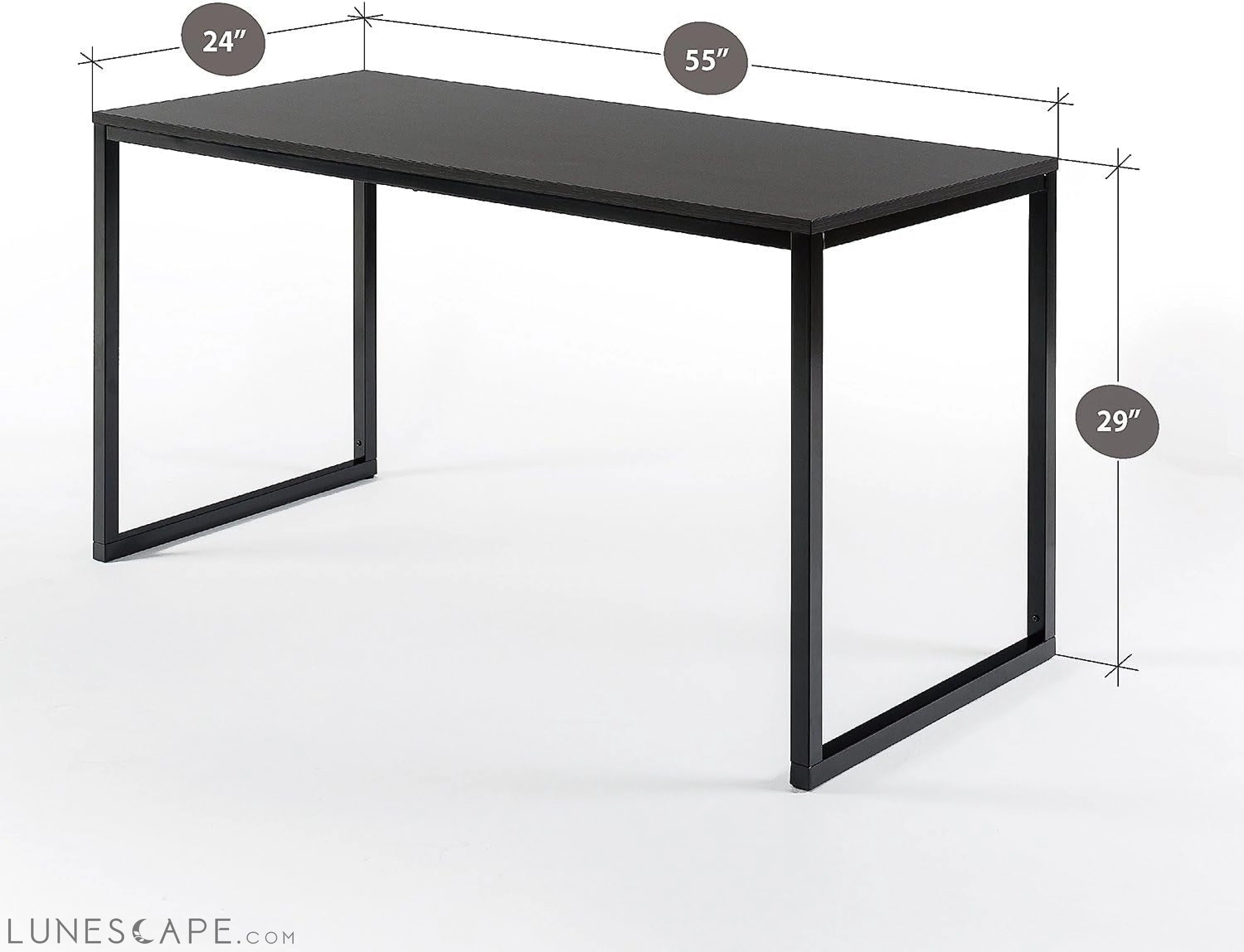 Jennifer 55 Inch Black Frame Desk, Computer Workstation, Office Desk, LUNESCAPE