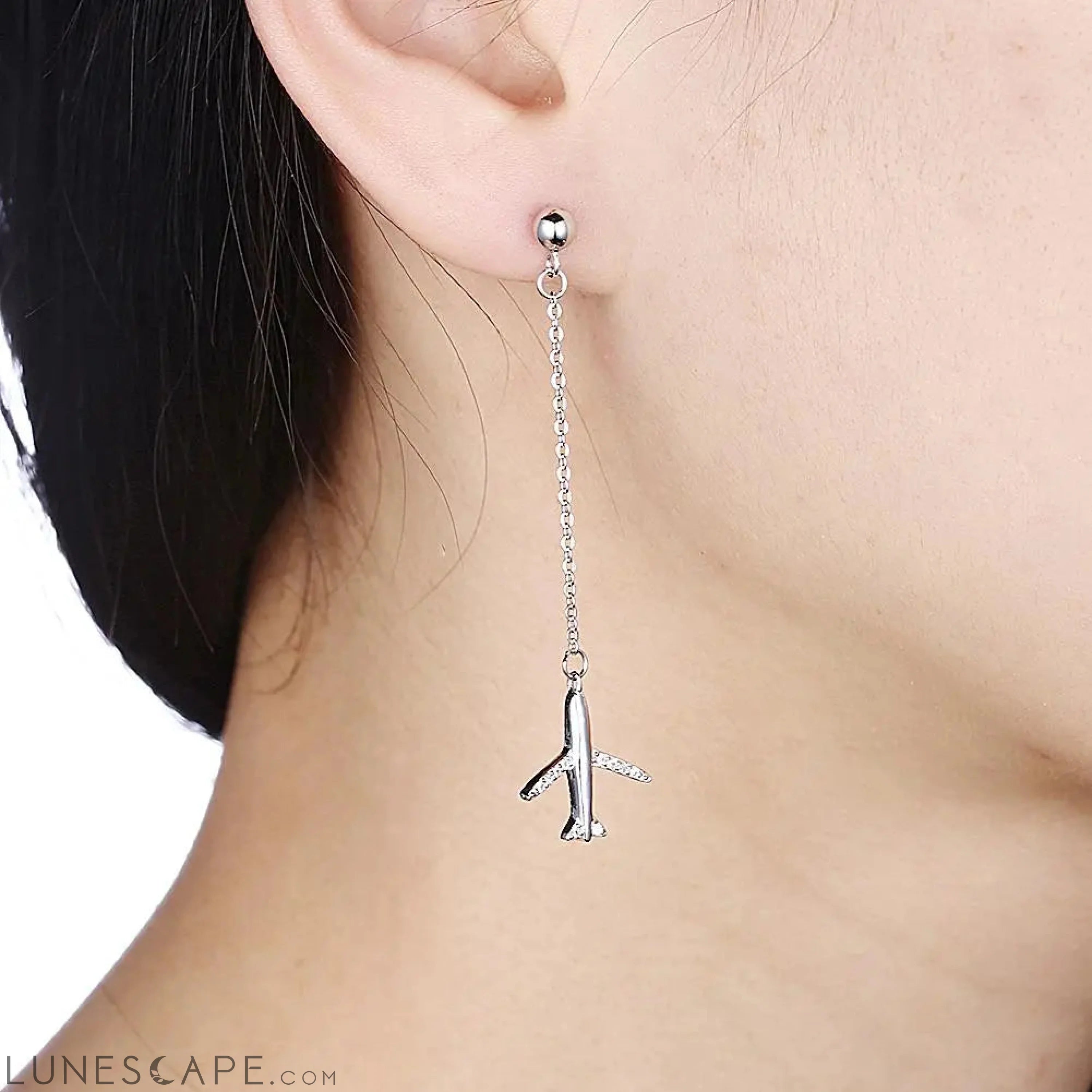 Jetsetter Airplane Dangle Earrings LUNESCAPE