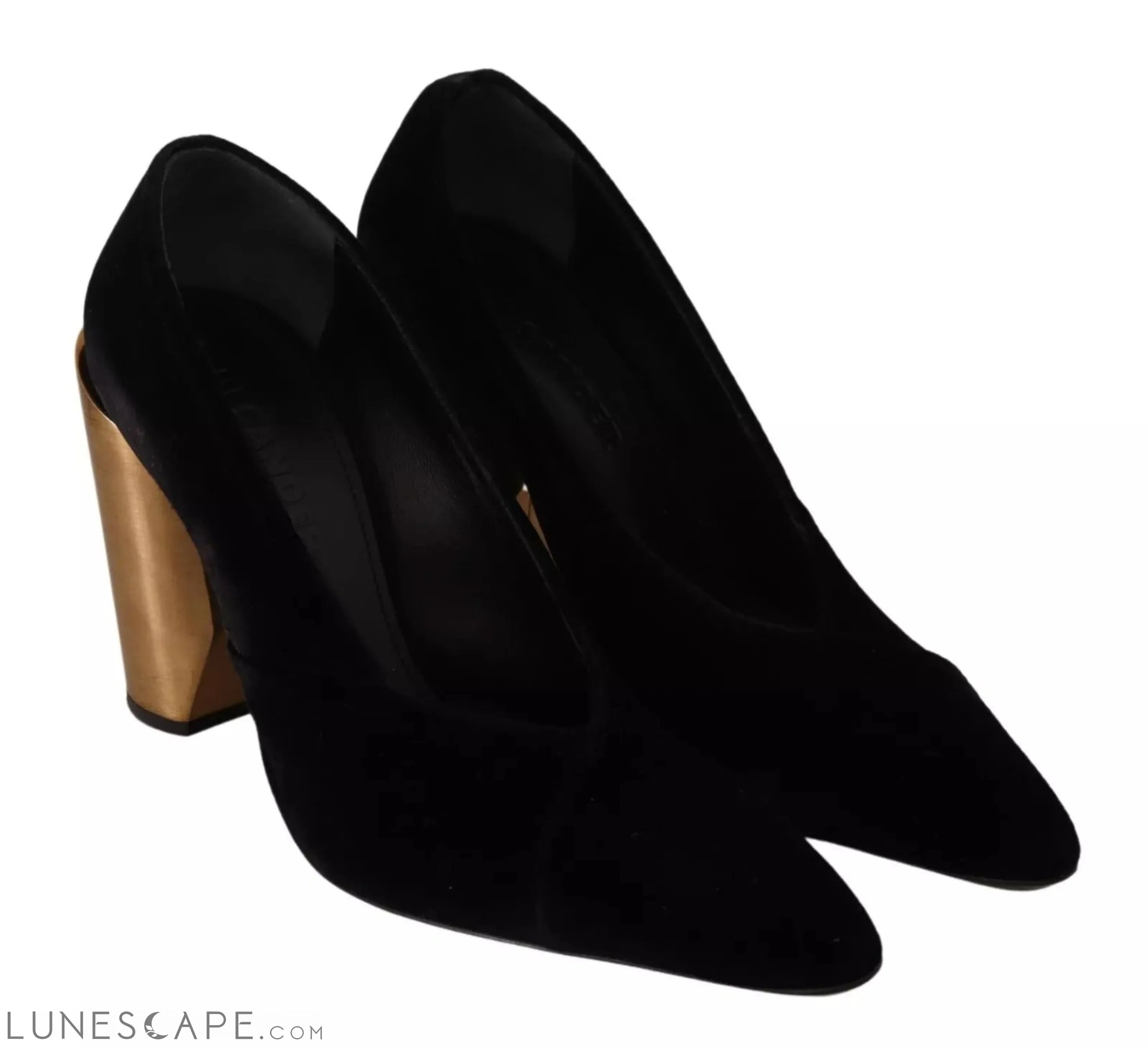 Jil Sander Black Leather Suede Block Heels Pumps Shoes EU36/US6