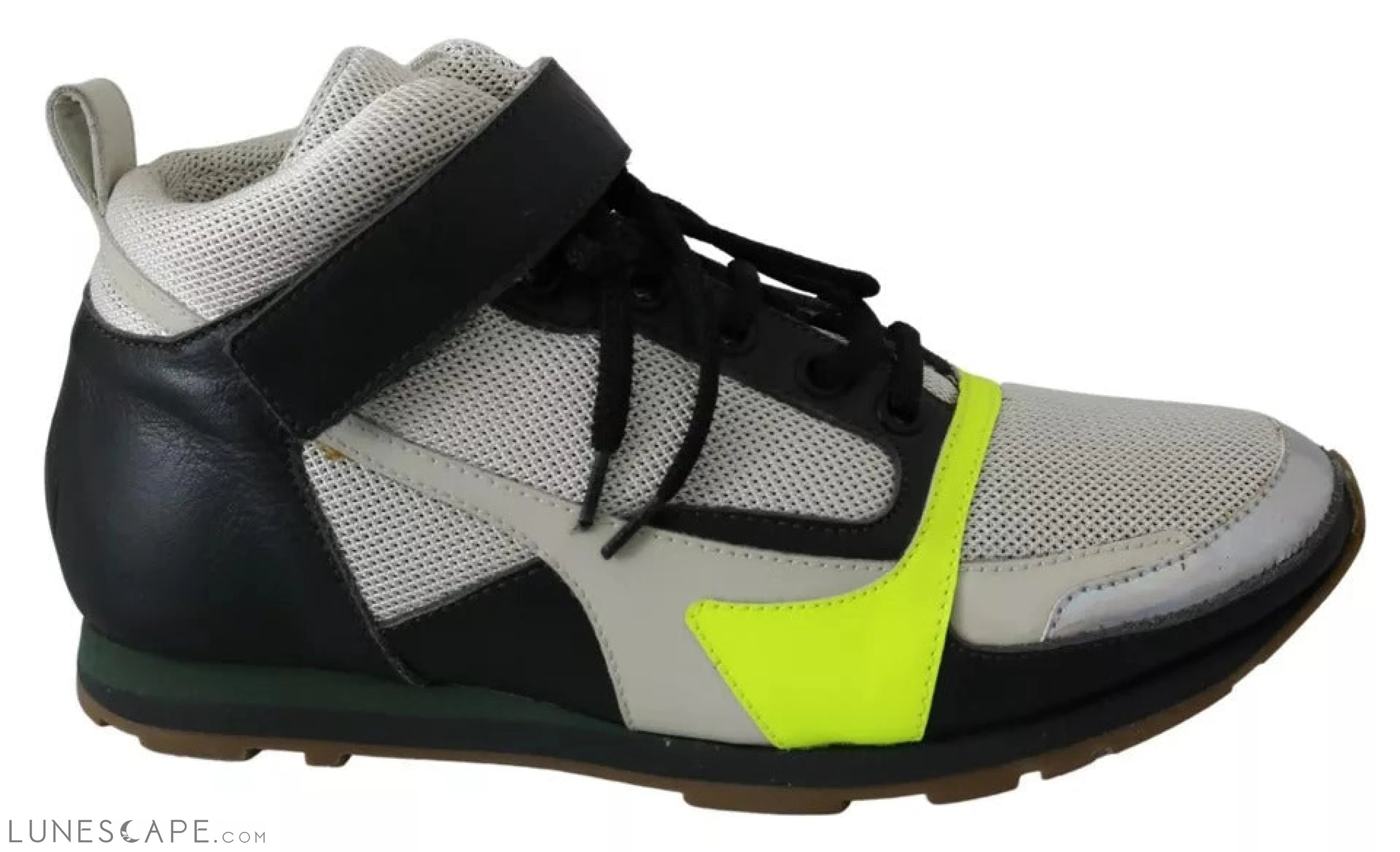 Jil Sander Fog Gray Neon Green Black Lace-Up Strap Shoes EU36/US6