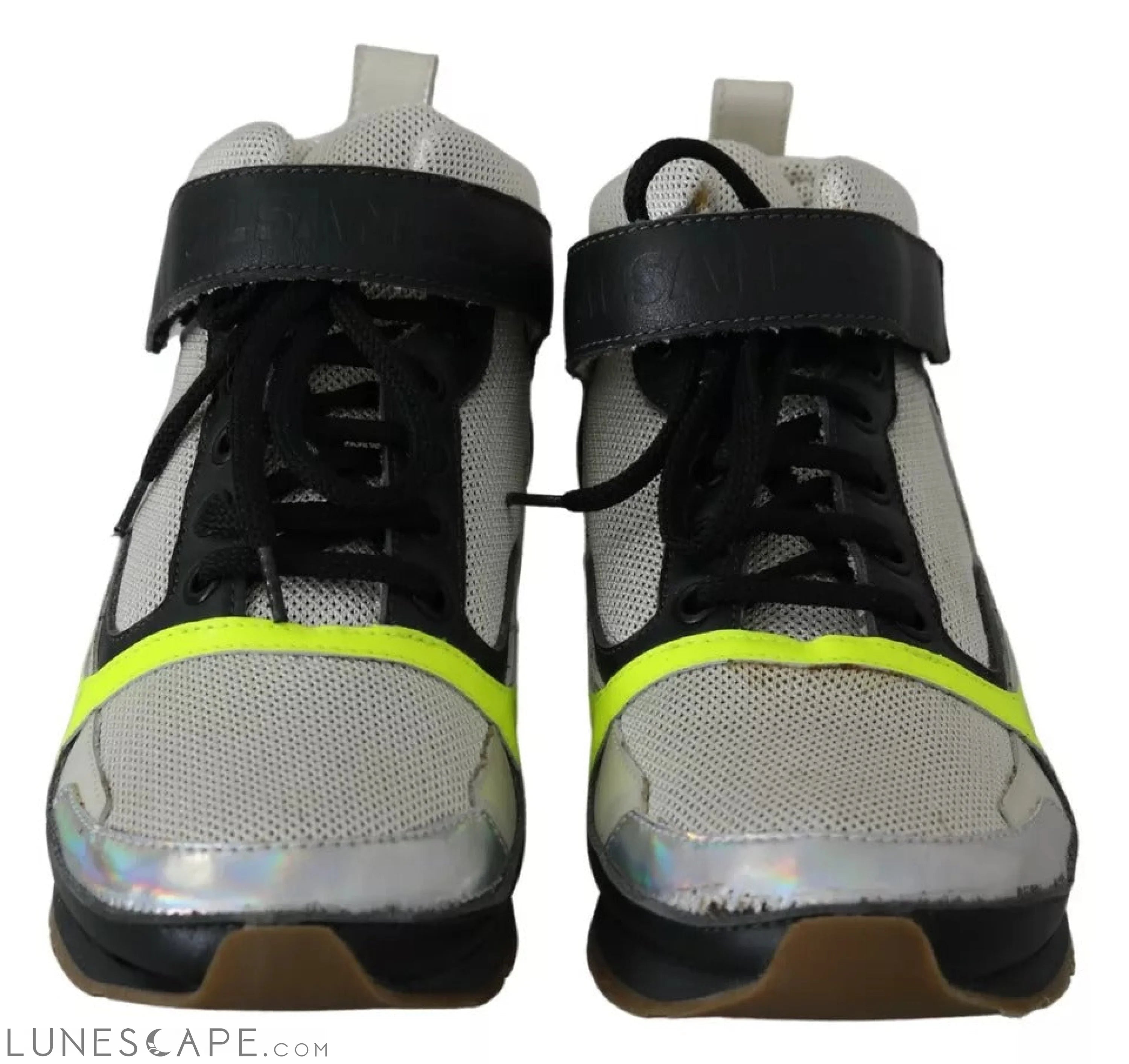 Jil Sander Fog Gray Neon Green Black Lace-Up Strap Shoes EU36/US6