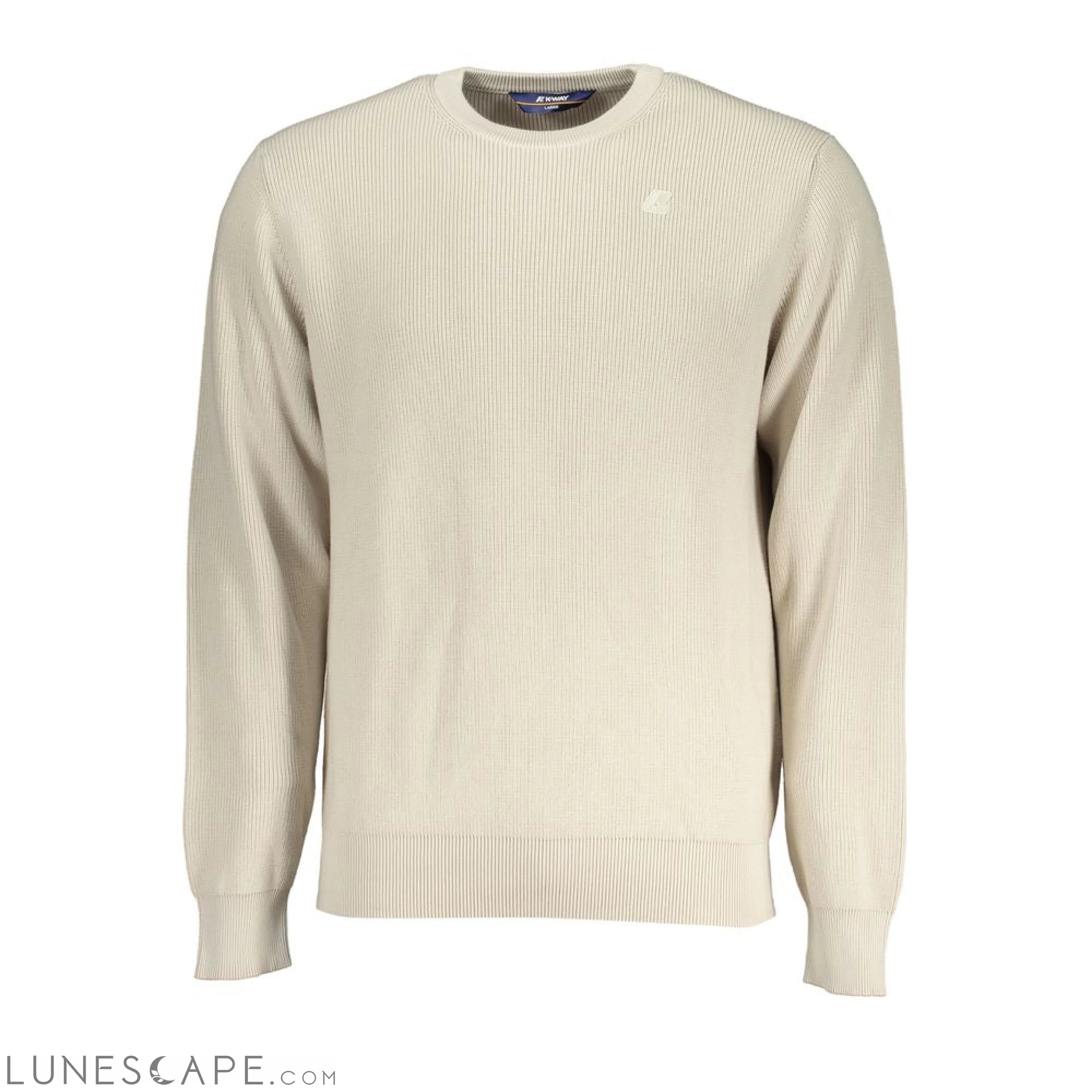 K-WAY Beige Crew Neck Cotton Sweater with Logo Detail LUNESCAPE