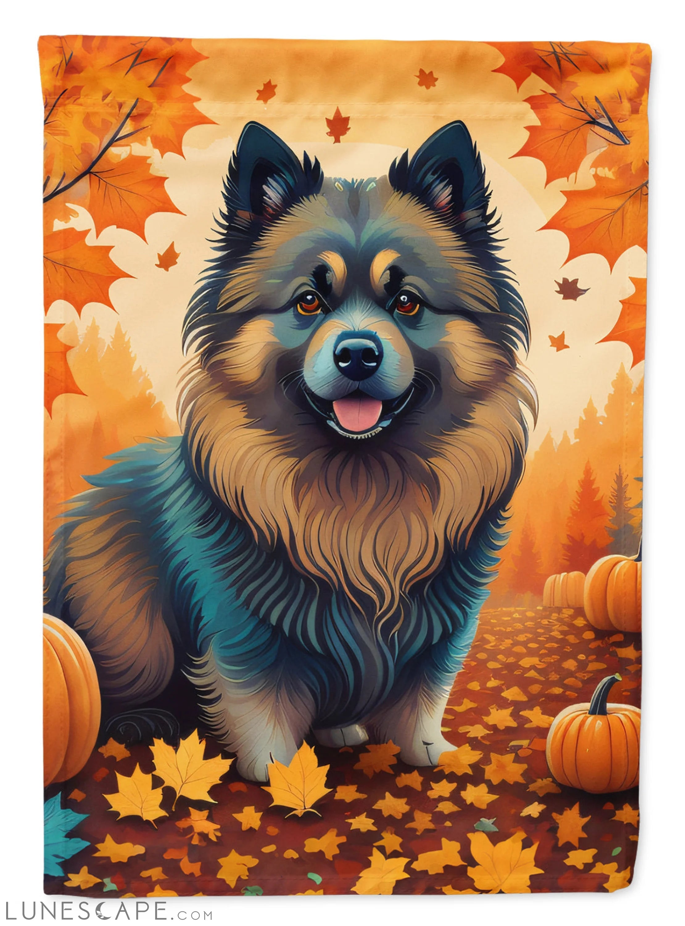 Keeshond Fall Garden Flag LUNESCAPE