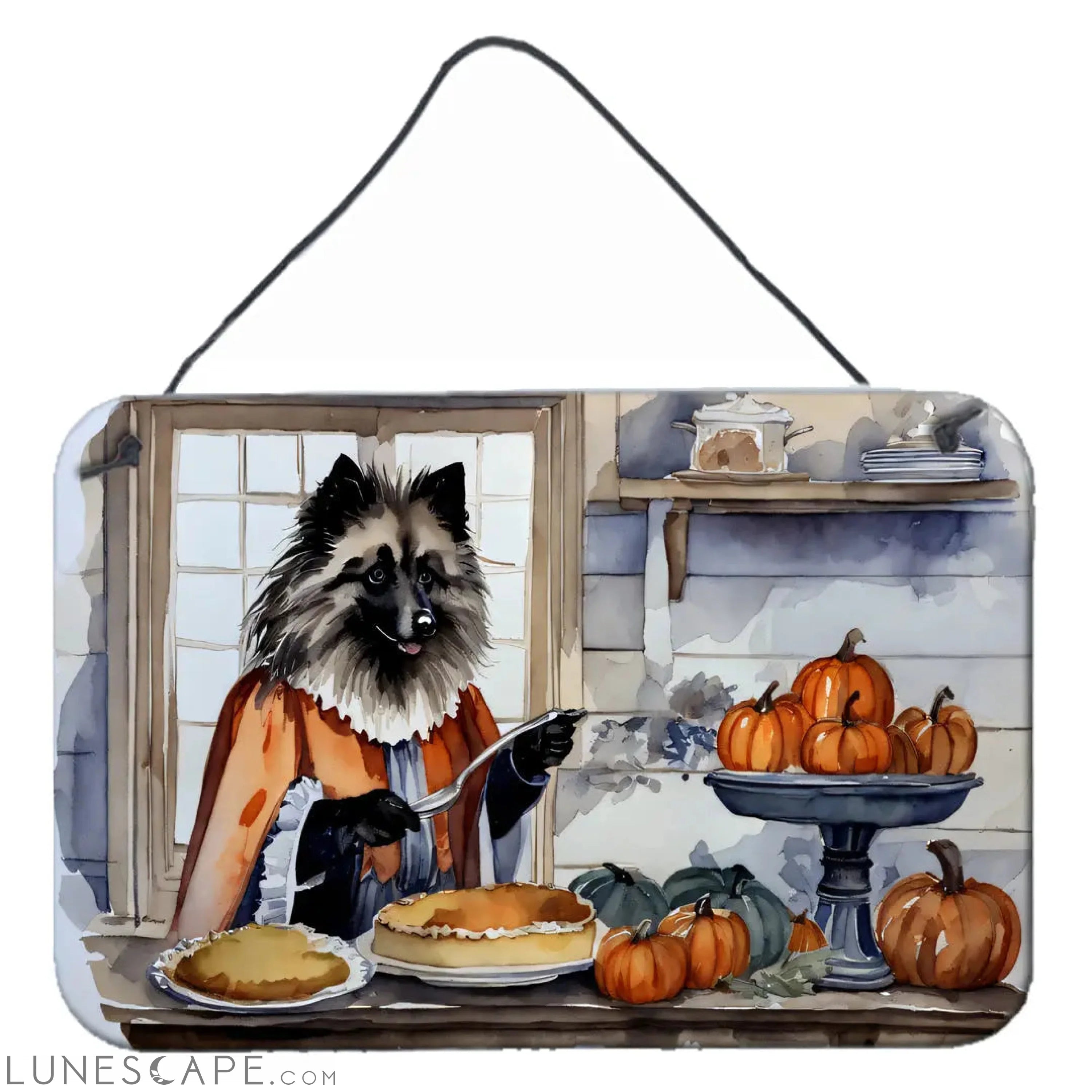 Keeshond Fall Kitchen Thanksgiving Pumpkins Wall or Door Hanging Prints LUNESCAPE