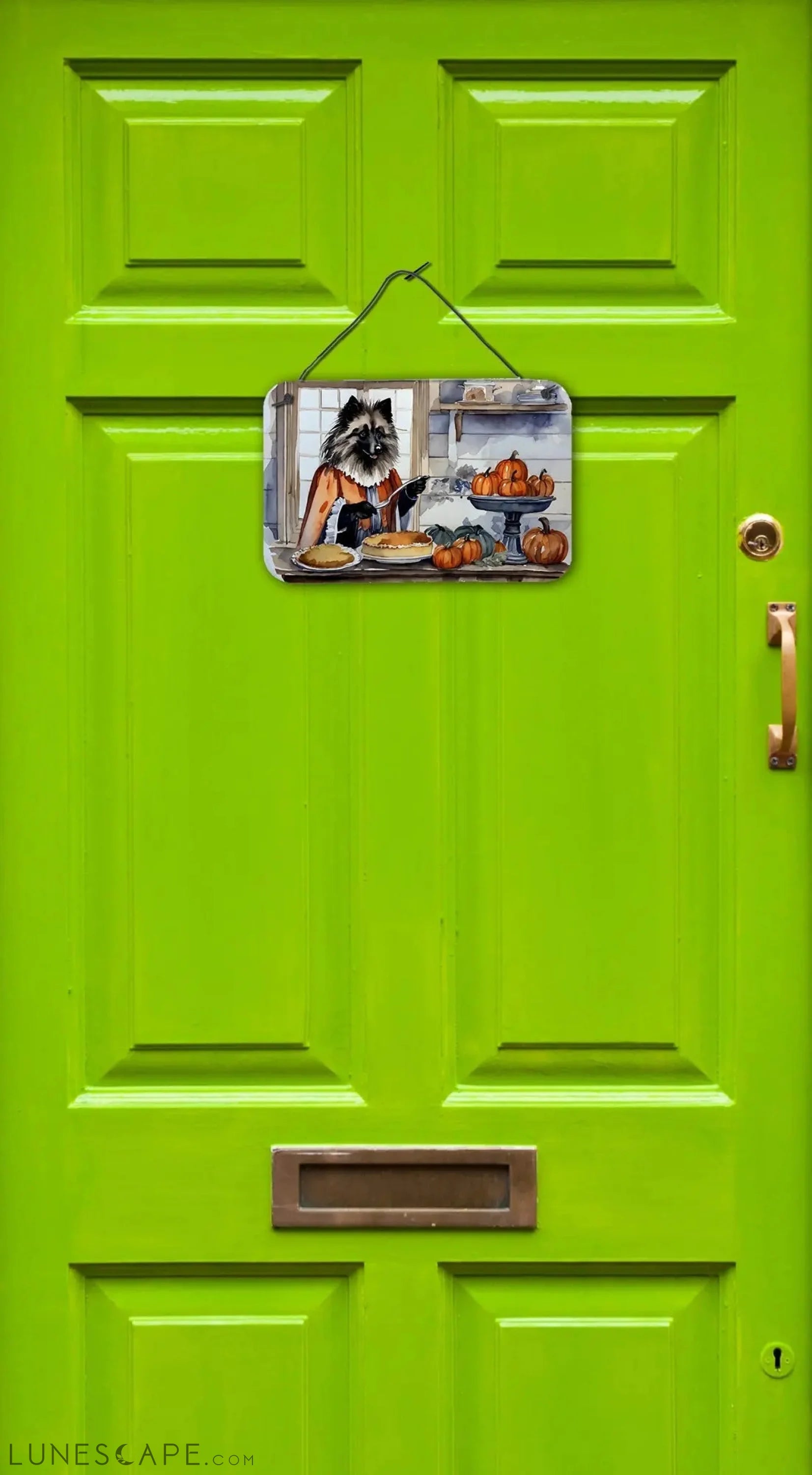 Keeshond Fall Kitchen Thanksgiving Pumpkins Wall or Door Hanging Prints LUNESCAPE