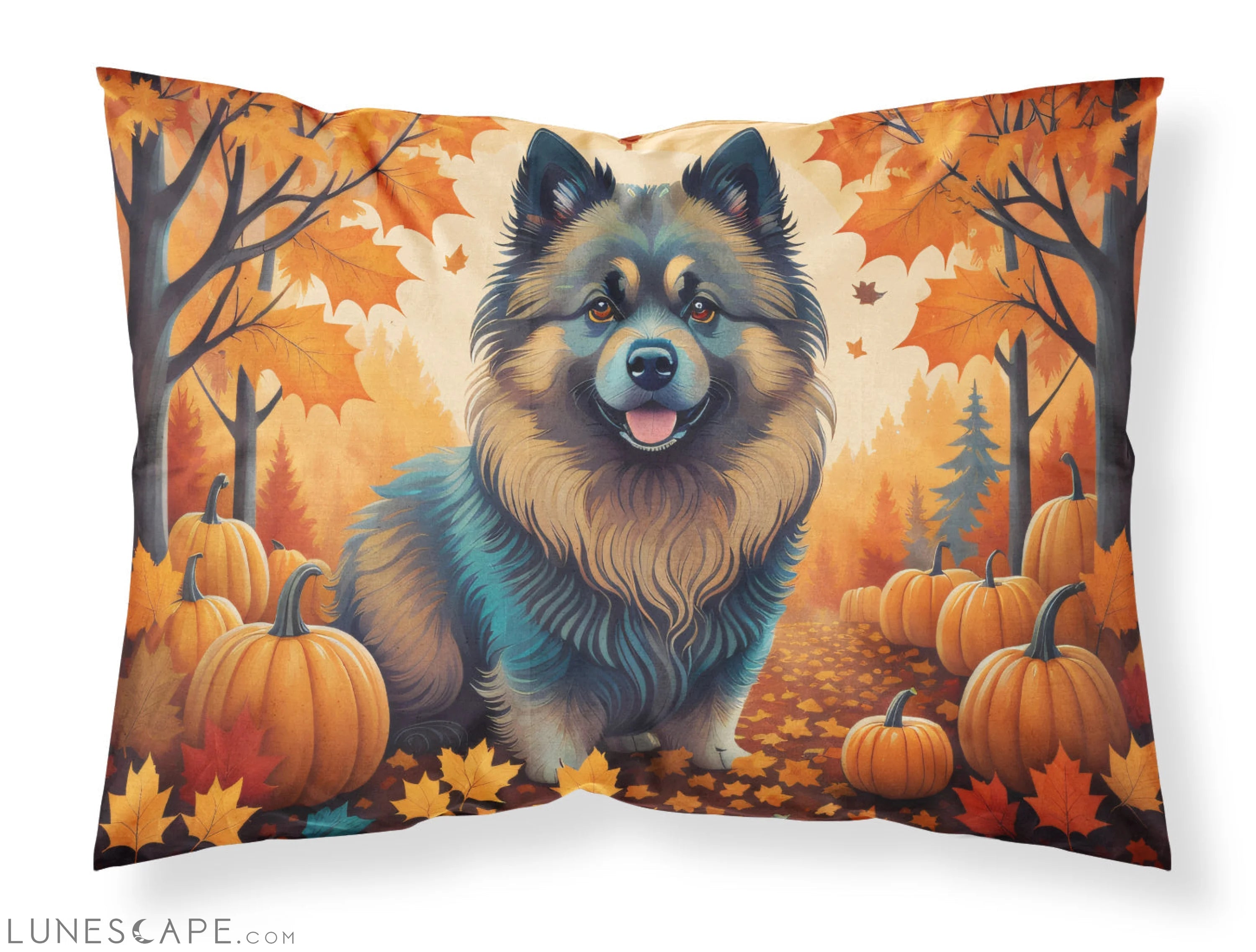 Keeshond Fall Standard Pillowcase LUNESCAPE