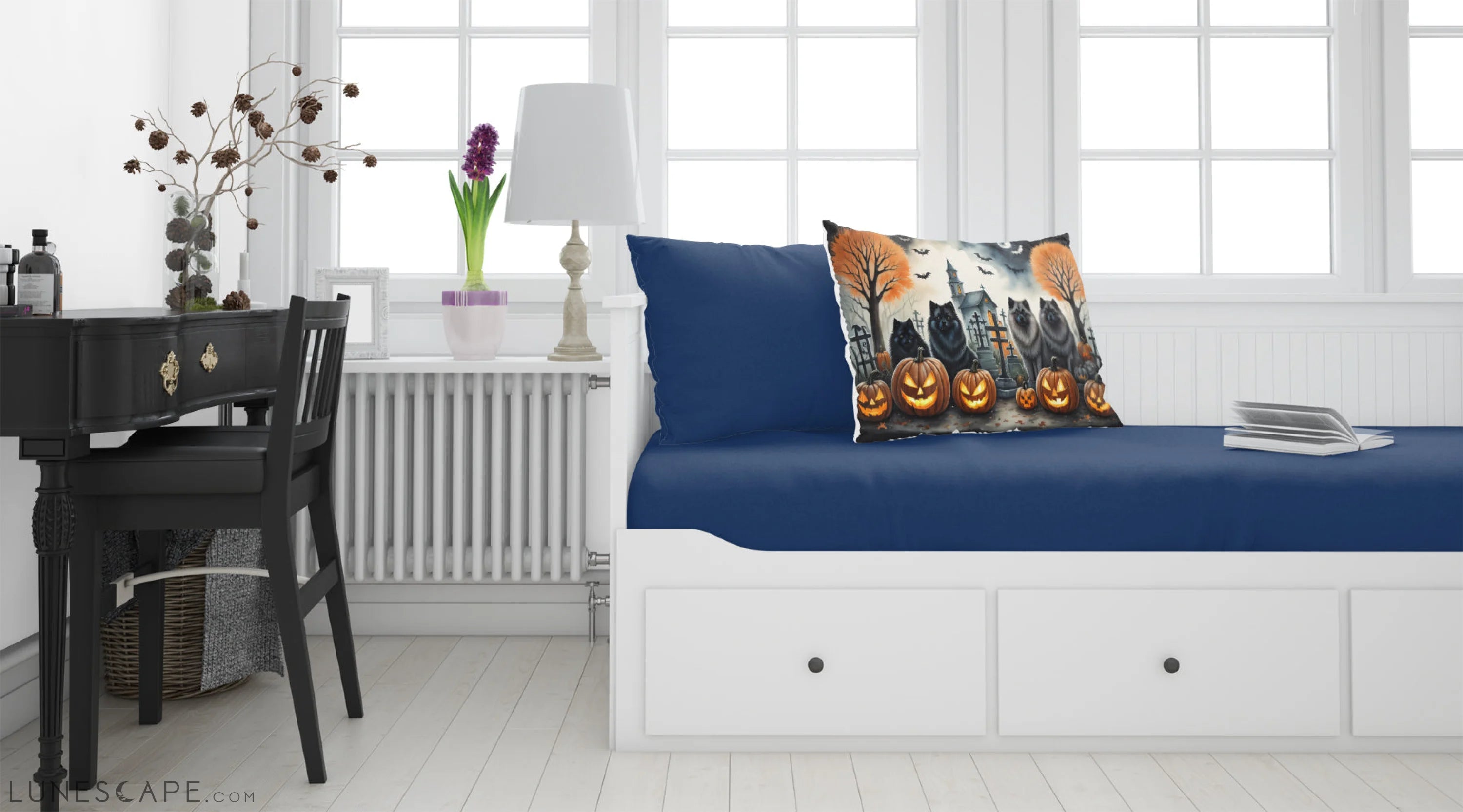 Keeshond Spooky Halloween Standard Pillowcase LUNESCAPE