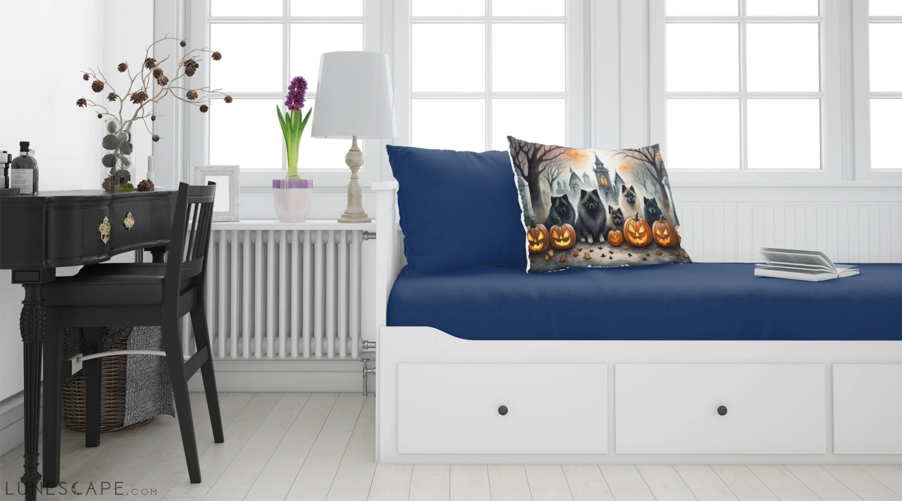 Keeshond Spooky Halloween Standard Pillowcase LUNESCAPE