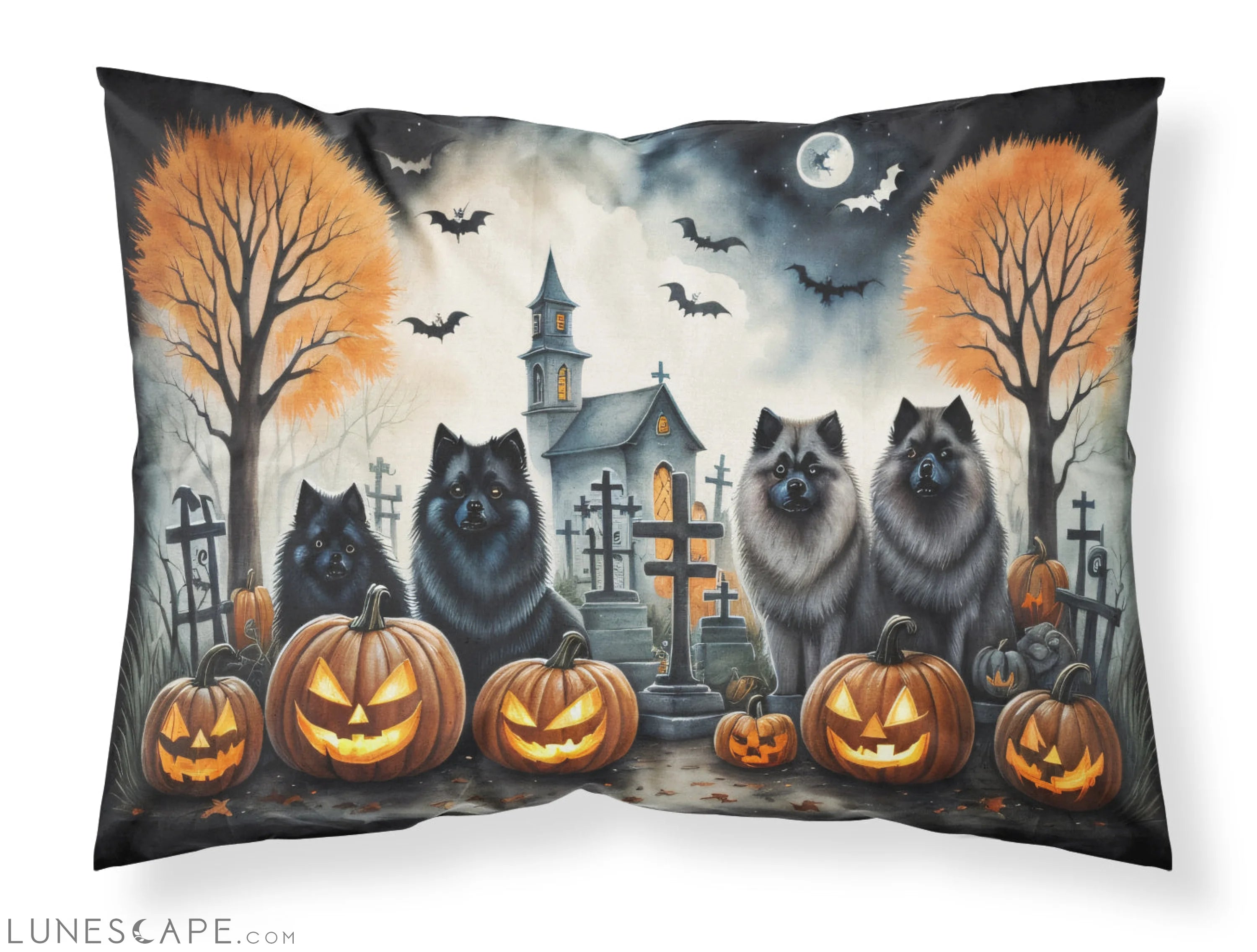 Keeshond Spooky Halloween Standard Pillowcase LUNESCAPE