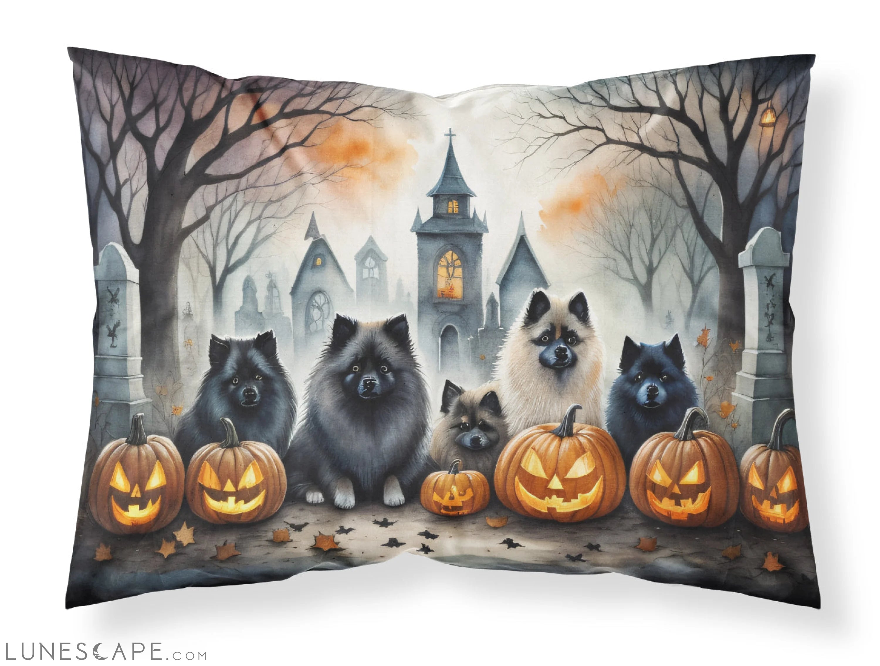 Keeshond Spooky Halloween Standard Pillowcase LUNESCAPE