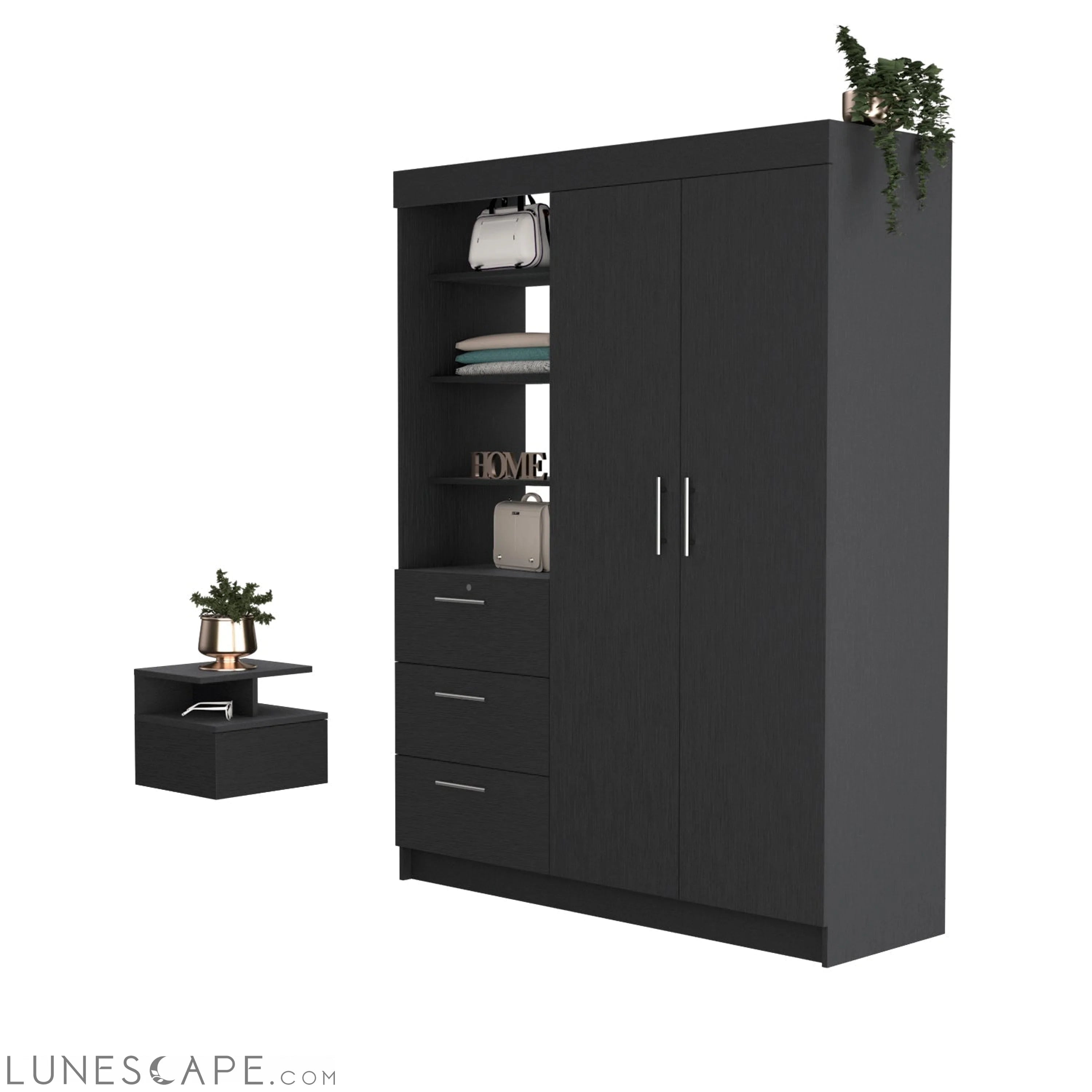 Kenya 2 Piece Bedroom Set, Black LUNESCAPE