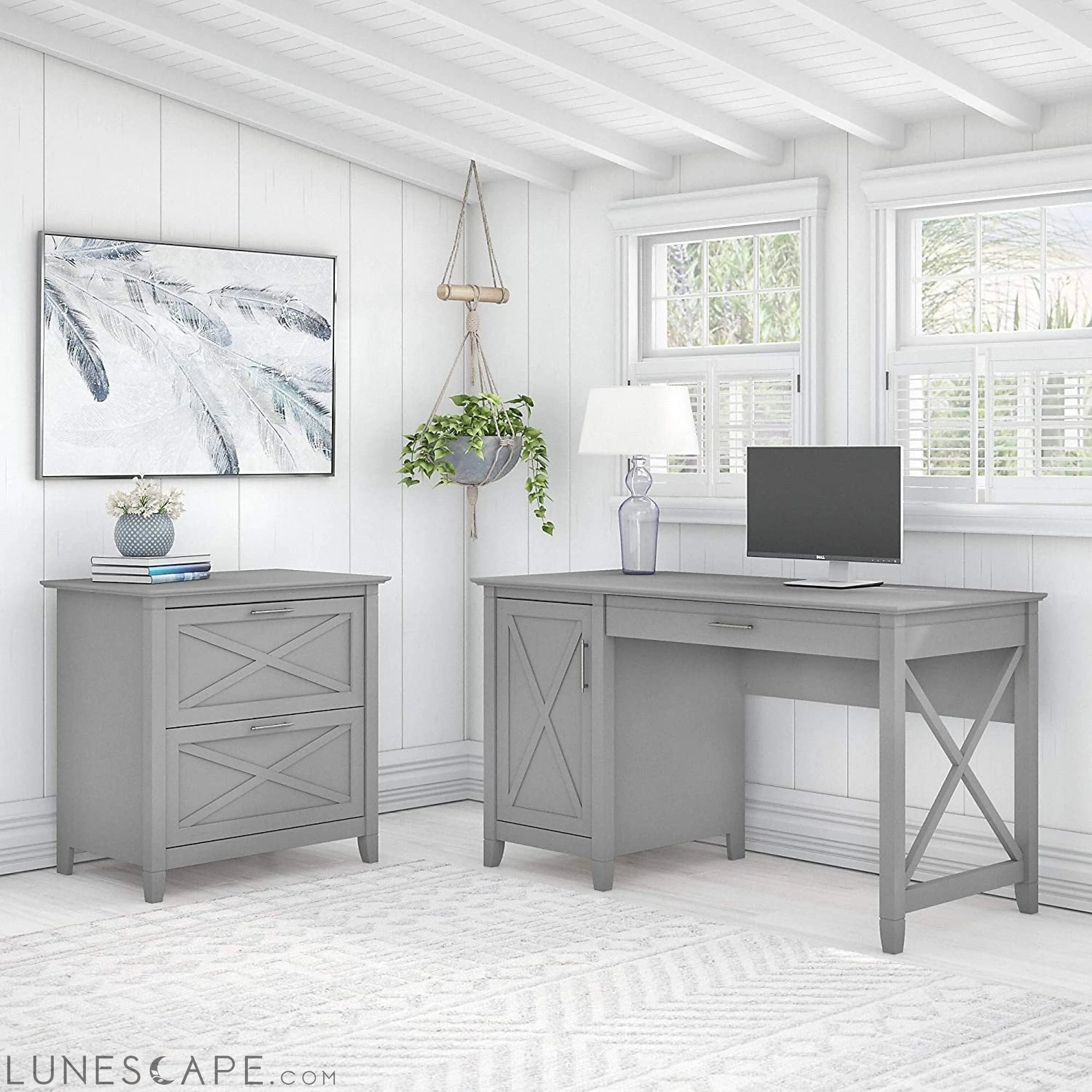 Key West Computer Desk with Storage LUNESCAPE
