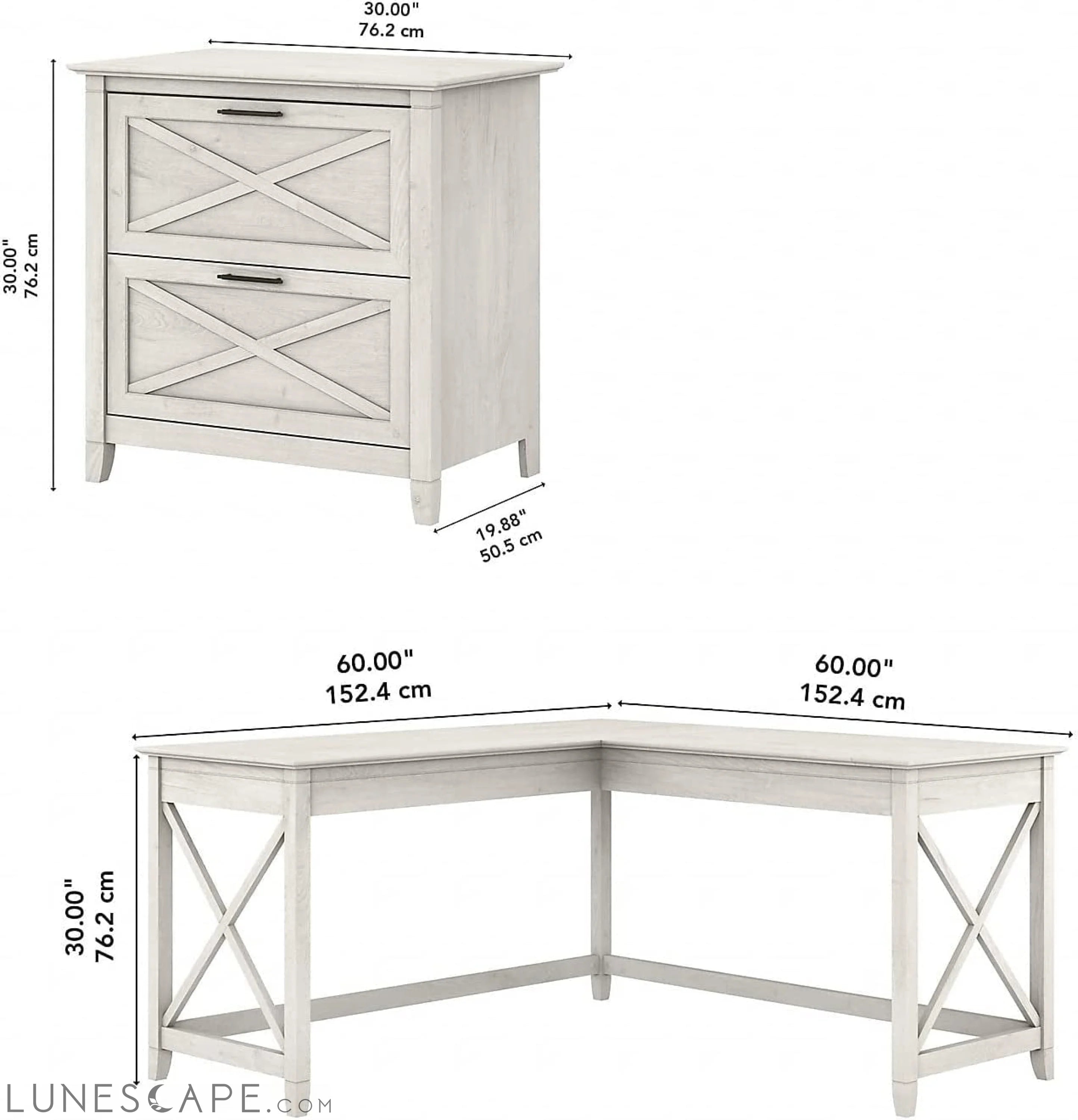 Key West L Shaped Desk with Mobile File Cabinet LUNESCAPE