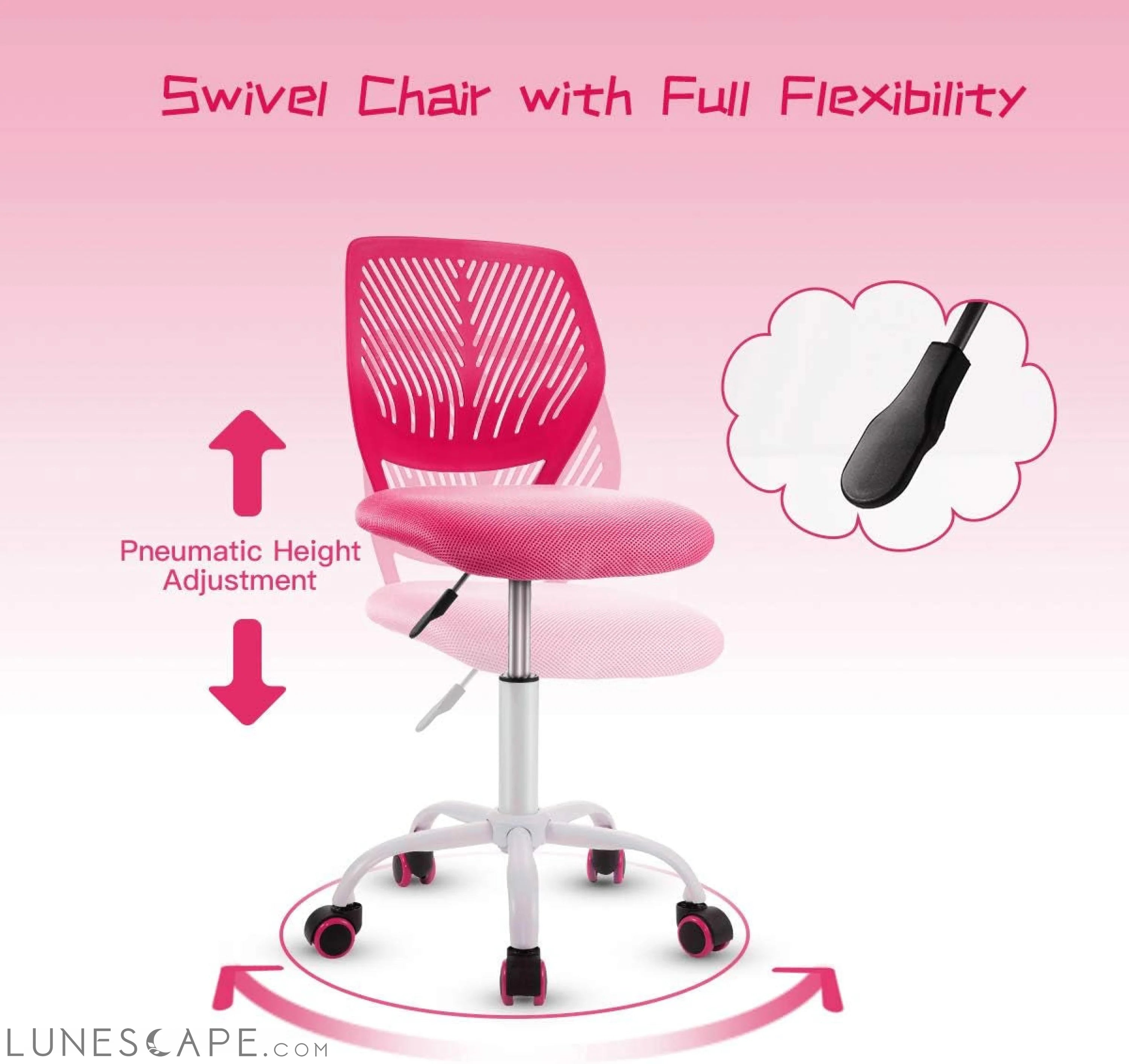 Kids Desk Chair, Adjustable Children Study Chair, Swivel Chair Armless LUNESCAPE