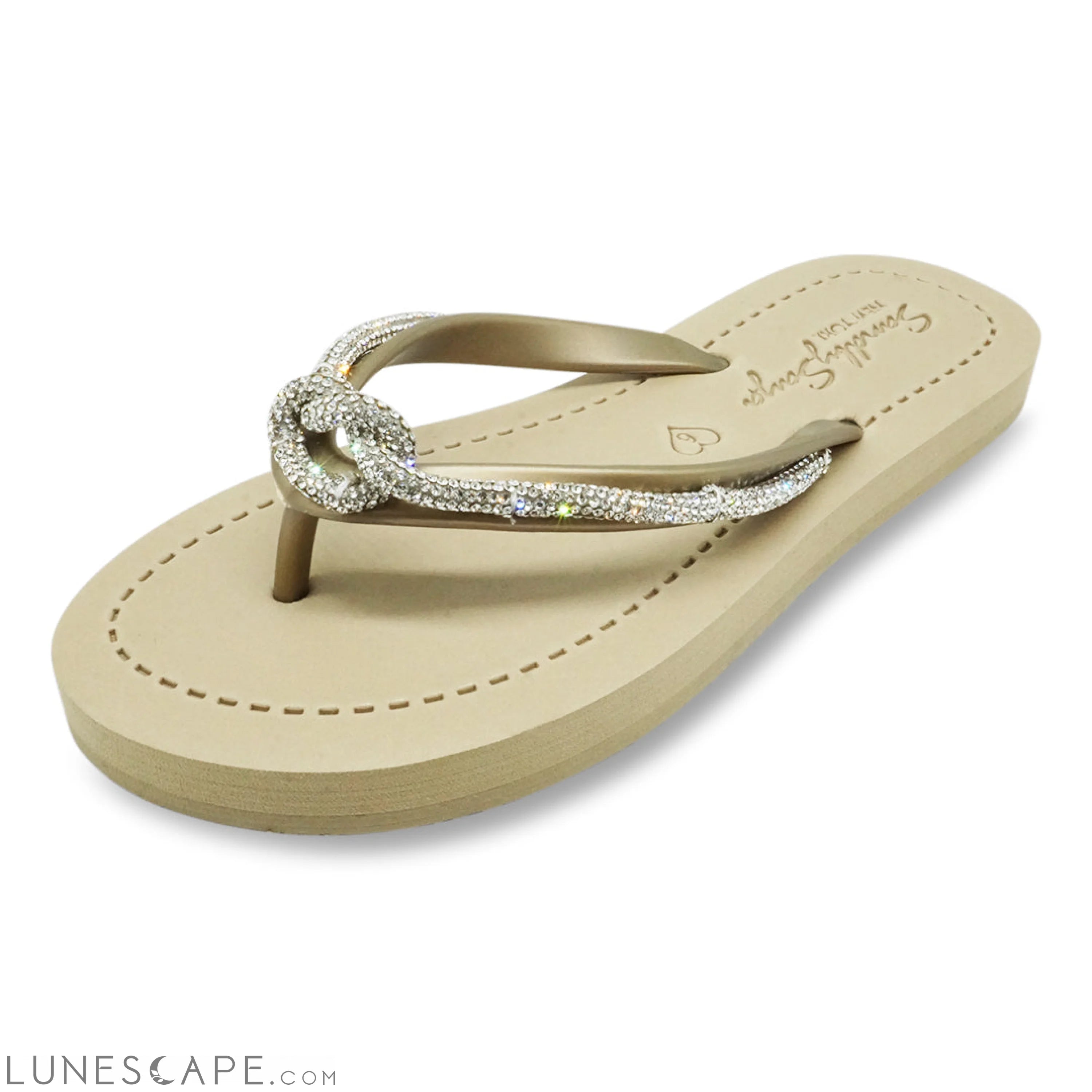 Knot_Crystal Rhinestone Rope - Womens Flat Flip Flops Sandal LUNESCAPE