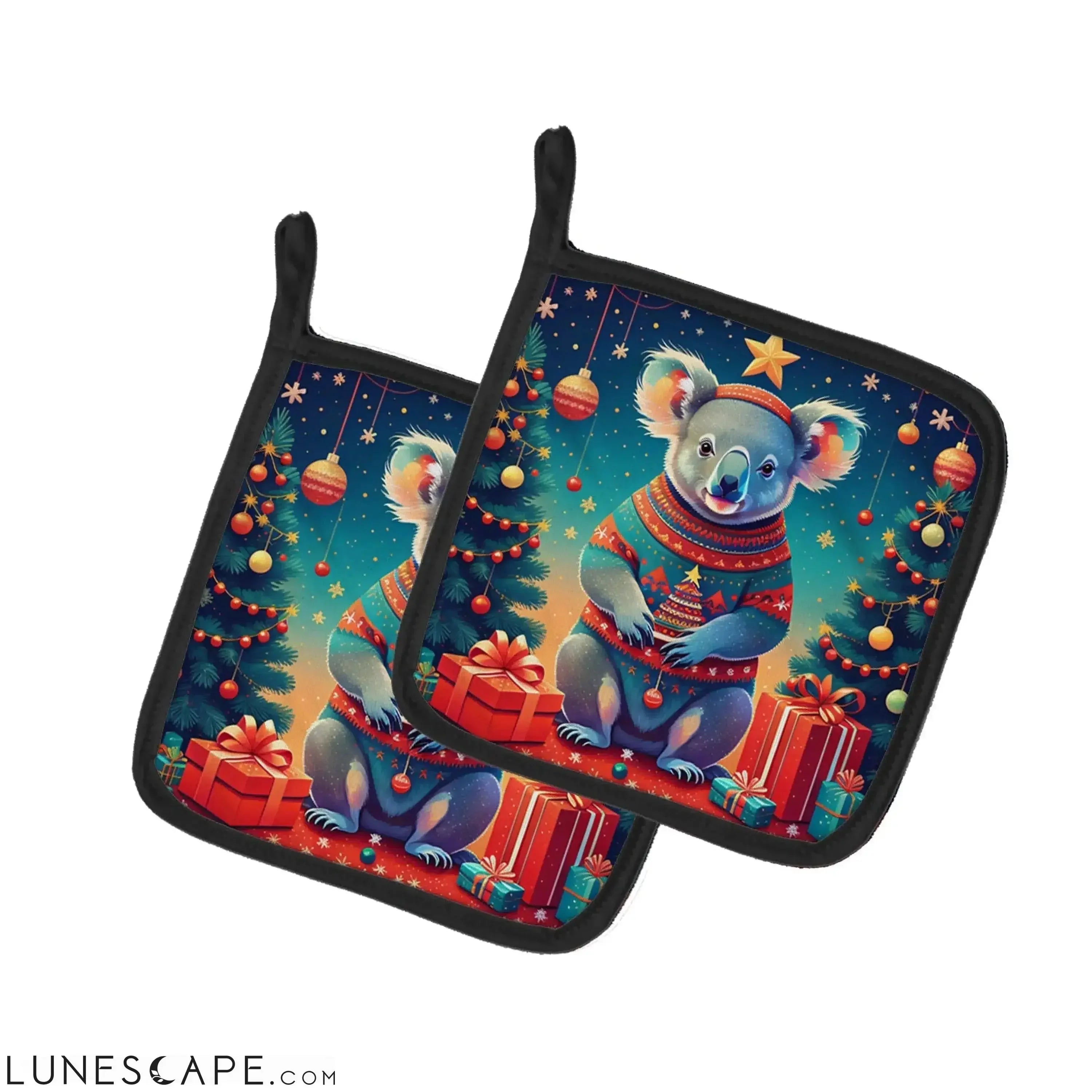 Koala Christmas Pair of Pot Holders LUNESCAPE