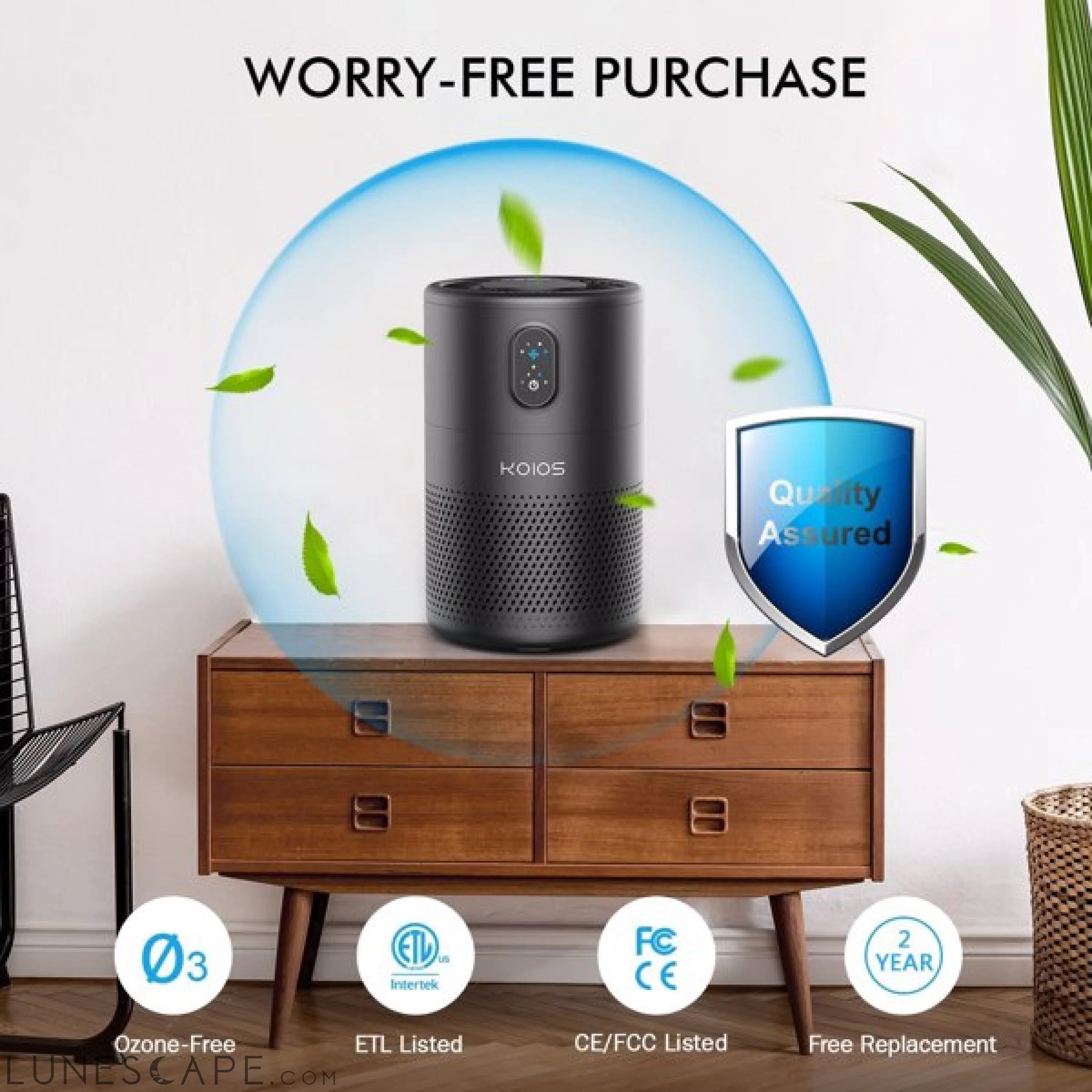 KOIOS Air Purifiers for Bedroom Home H13 HEPA Filter Purifier LUNESCAPE