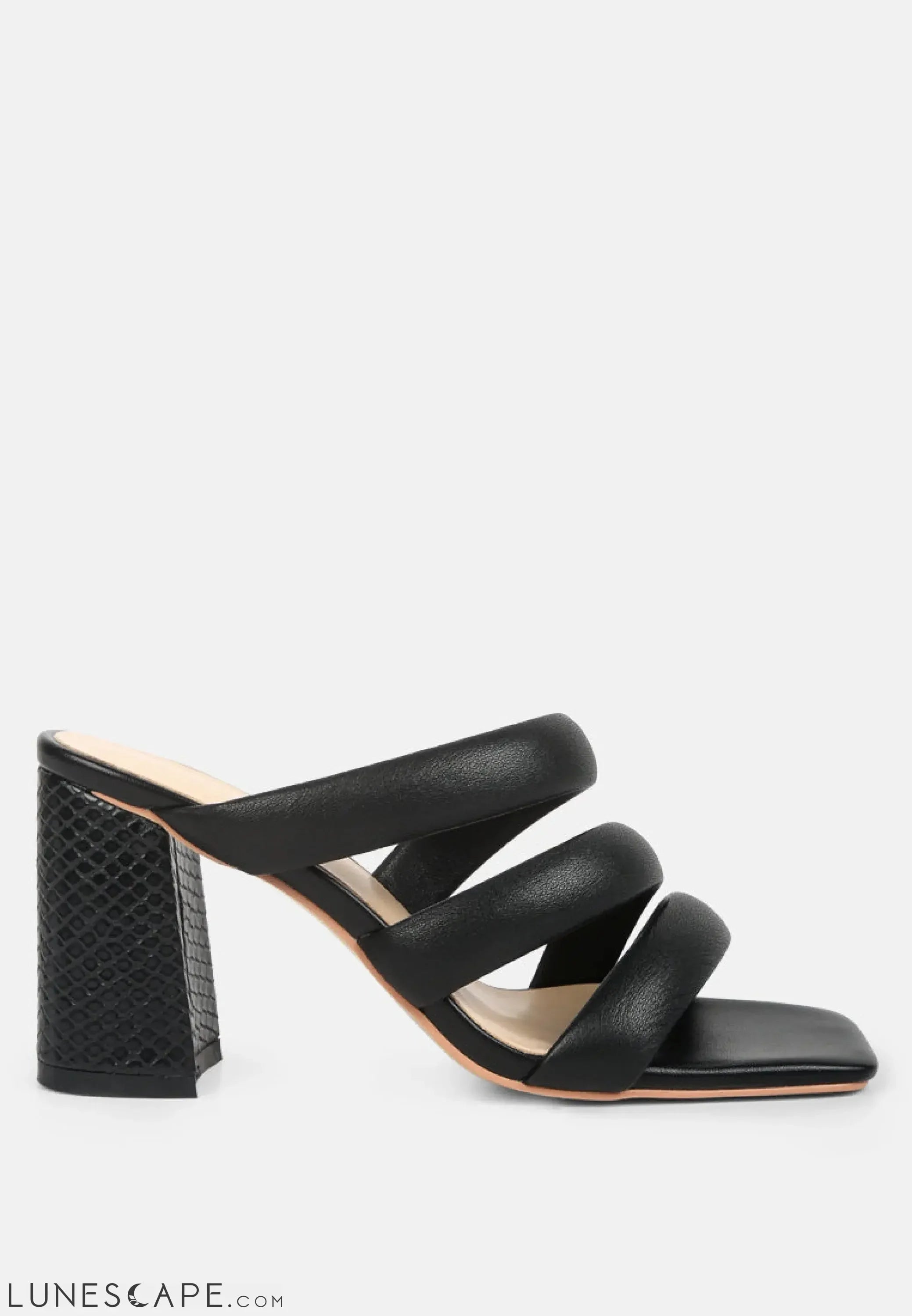 Kywe Textured Heel Chunky Strap Sandals LUNESCAPE