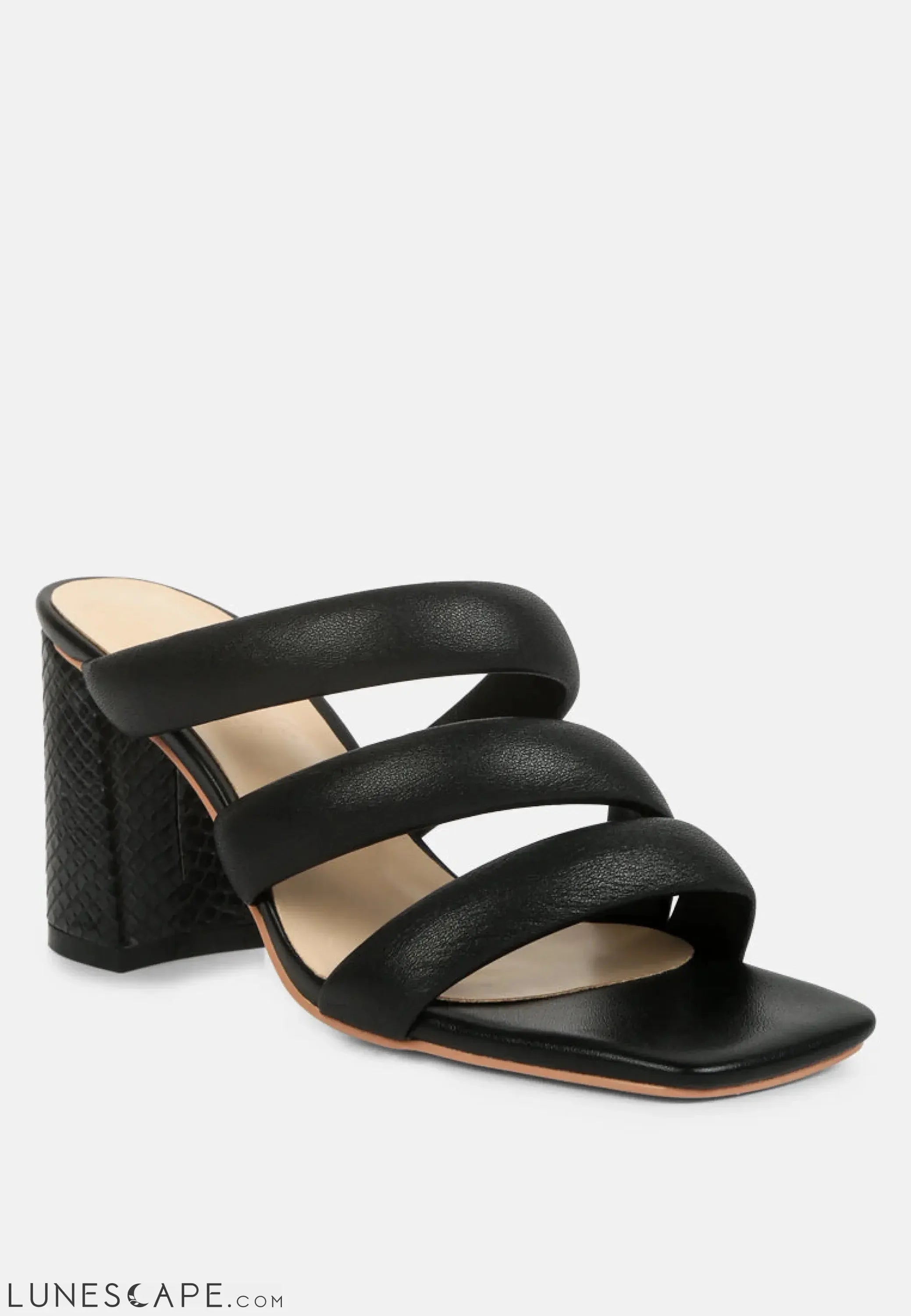 Kywe Textured Heel Chunky Strap Sandals LUNESCAPE